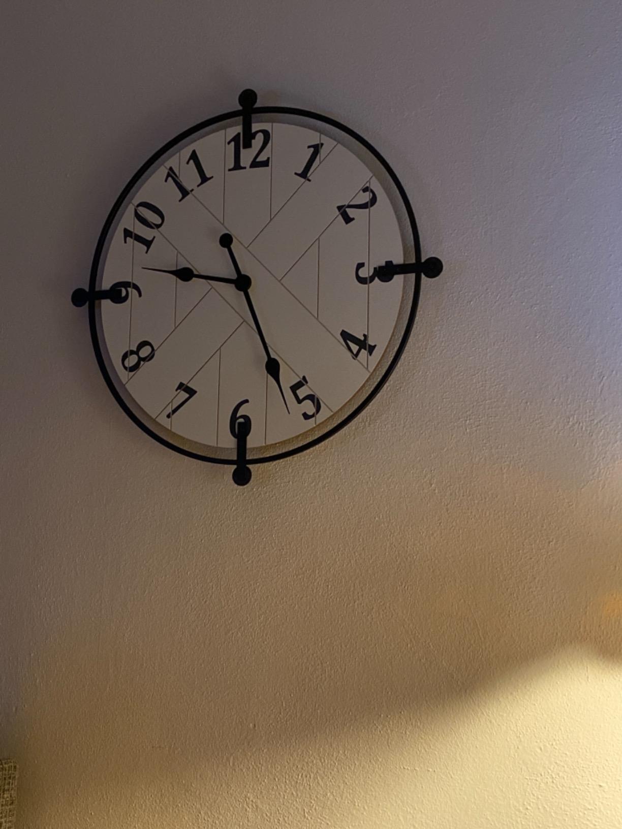 Farmhouse Series Barn Door Clock | 24 inch, Silent No Ticking, Solid Wrought Iron with Shiplap Design, Elegant Cream White customer photo 1