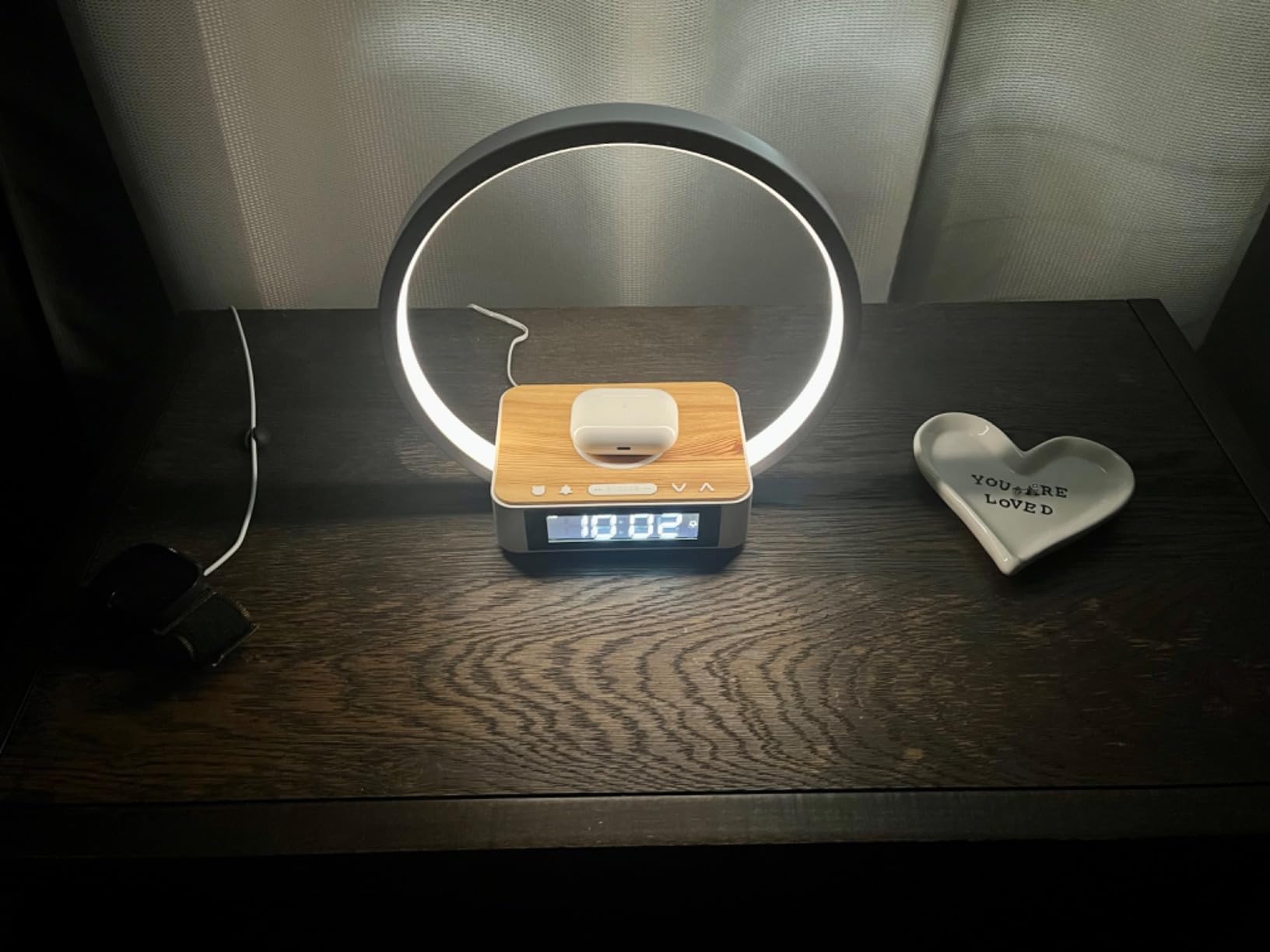 WILIT Bedside Lamp with Alarm Clock, Touch Lamp with Wireless Charger, Nightlight for Bedroom, Sunrise Wake-up Light, 3-Grade Dimmable customer photo 2