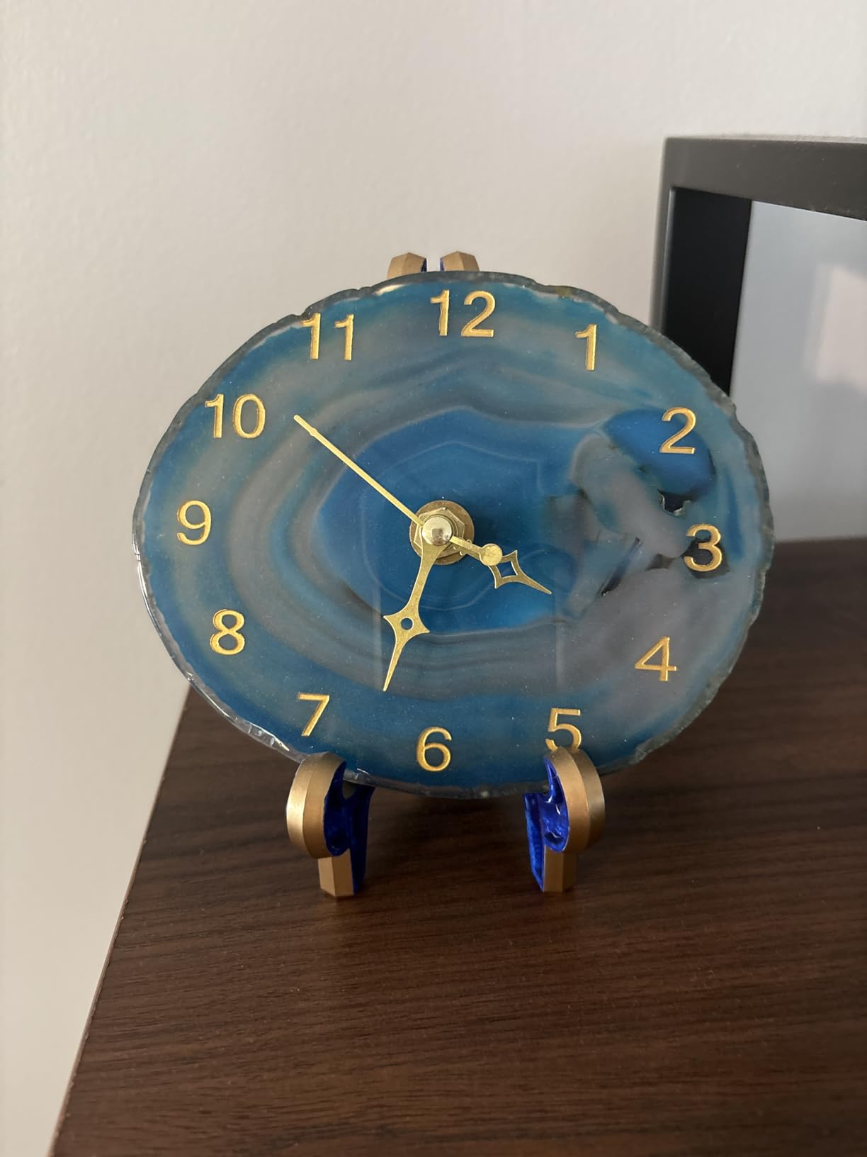 JIC Gem Agate Clock Crystal Desk & Shelf Clocks Home Decor (Blue) customer photo 1