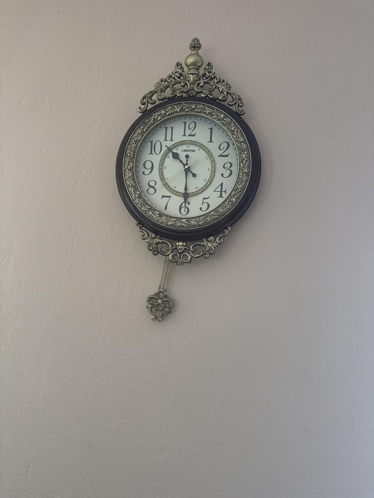 SHISEDECO Elegant, Traditional, Decorative, Hand Painted Modern Grandfather Wall Clock Fancy Ethnic Luxury Handmade Decoration, Swinging Pendulum for New Room or Office. Large. 29.5 Inch. Brown | Swinging Pendulum, Silent Movement, Resin, Big Numbers, Elegant Traditional Victorian Fancy Modern Decor for Living Room, Bedroom customer photo 1