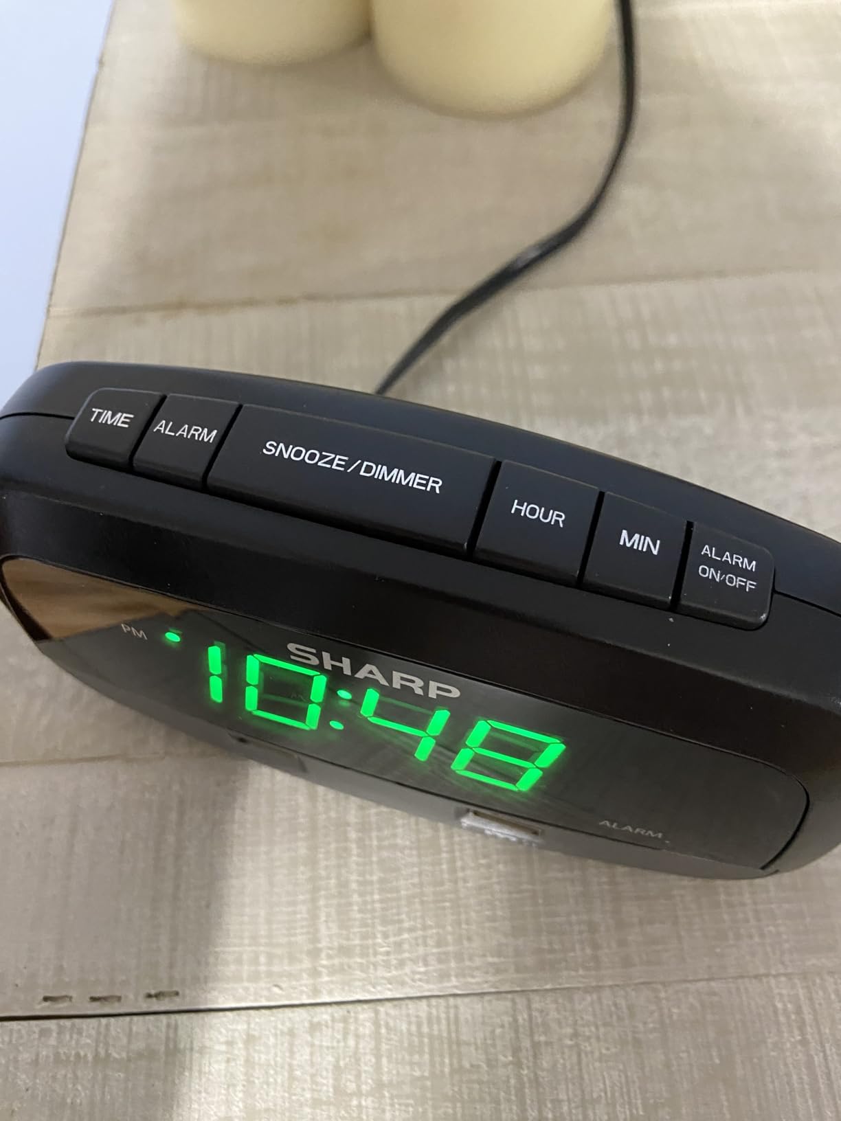 Sharp Digital Alarm Clock, Dual USB Fast Charge Ports, Green LED Display | 3-step dimmer, large top controls, 2 AAA settings backup, compact 5.95-inch width, bedside, bedroom, dorm, office, seniors customer photo 1