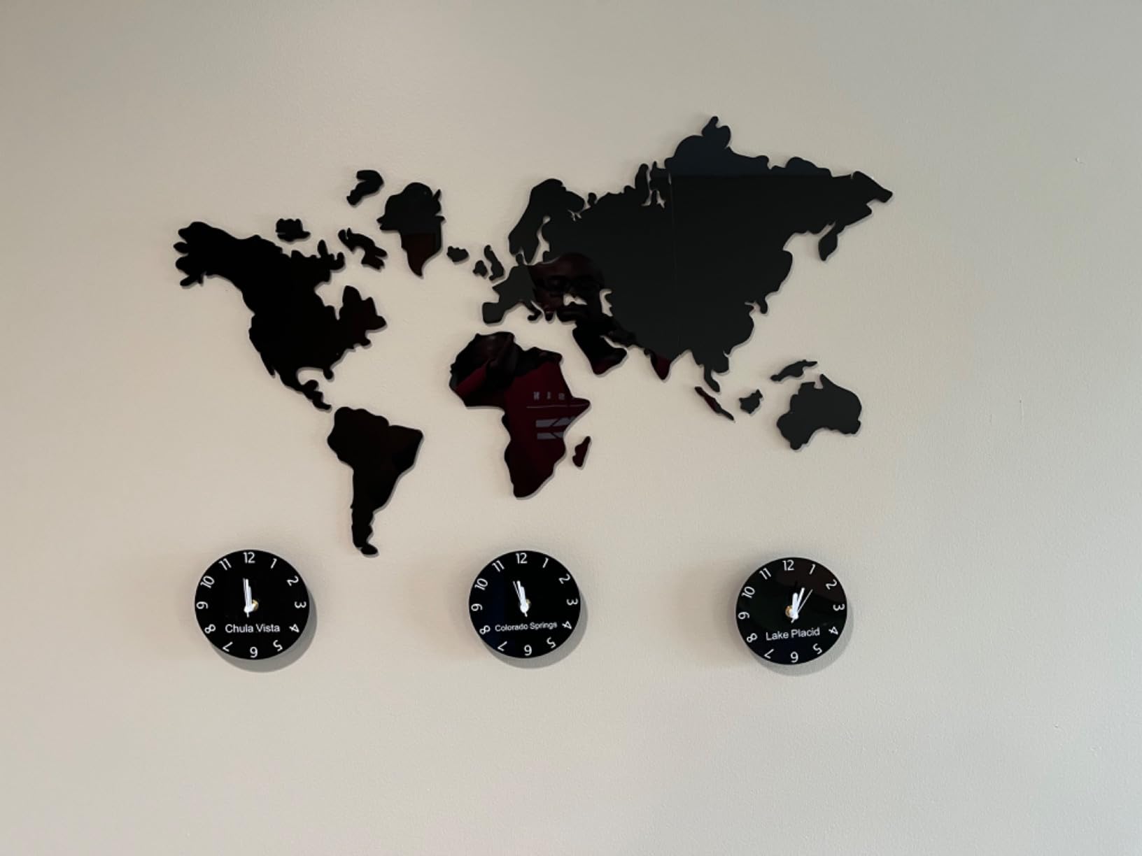Large World Map Wall Clock with City Time Zone for Office (Normal Design) | Battery Operated | Silent Non Ticking | Geographic Wall Art Decor customer photo 2