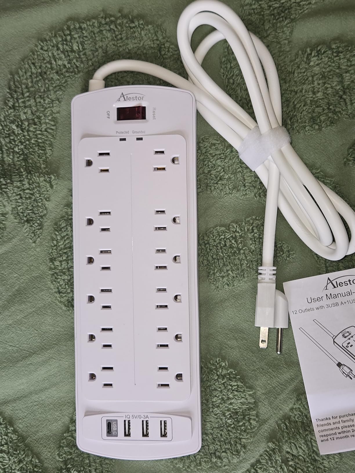 ALESTOR 6 Ft Surge Protector Power Strip with 12 Outlets and 4 USB Ports customer photo 2