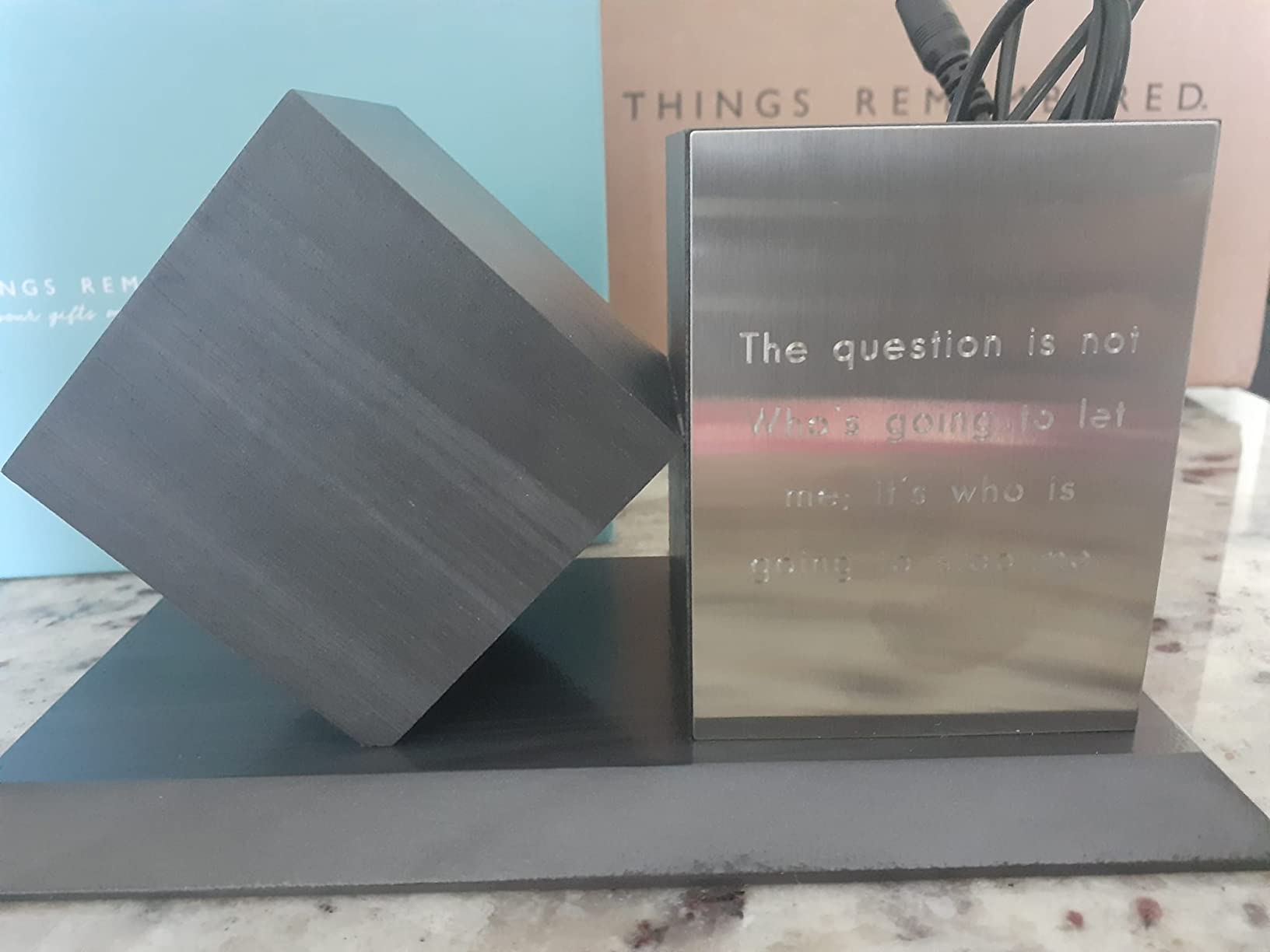THINGS REMEMBERED Engraved Grey Digital Clock and Pen Cup Desk Organizer (Free Customization) customer photo 1