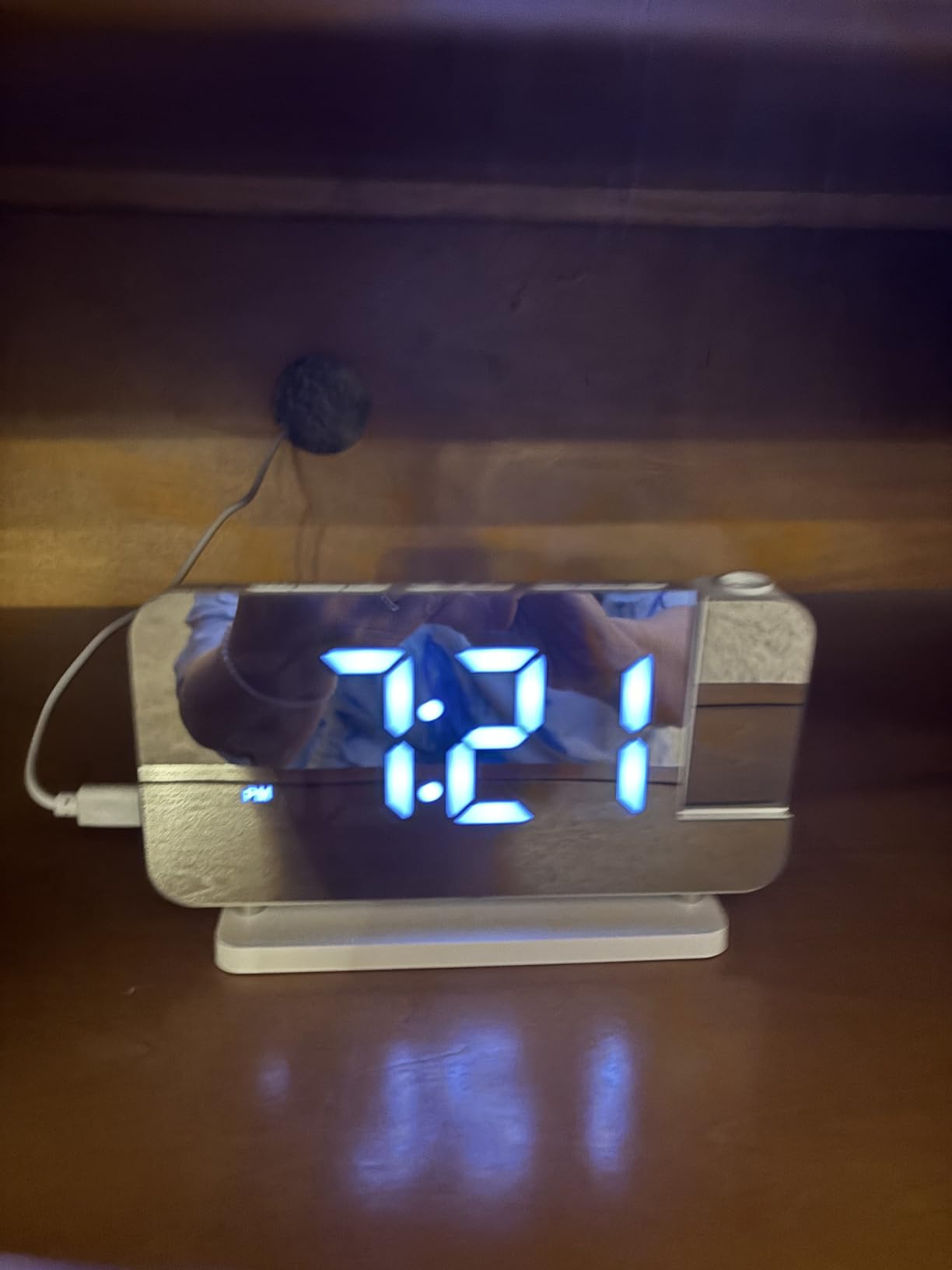 Projection Alarm Clock for Bedrooms Ceiling, Digital Clock Radio | With USB Charger Port, Temperature & Humidity Display, 7.3