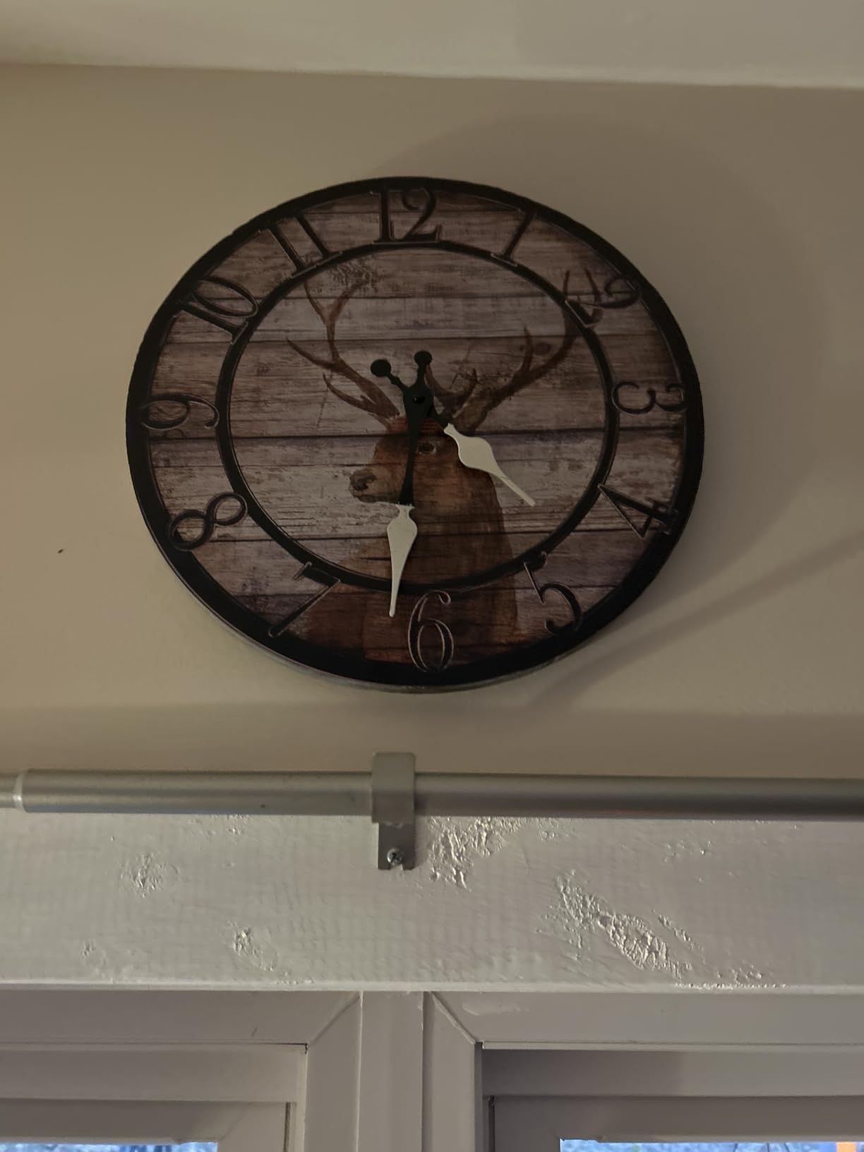 TIANCENTRAL H Wood Deer Clocks for Living Room Round Silent Wall Clock Vintage Decoration Time Clocks Home Kitchen School Office Wall Clocks Battery Operated by 12 inches customer photo 1