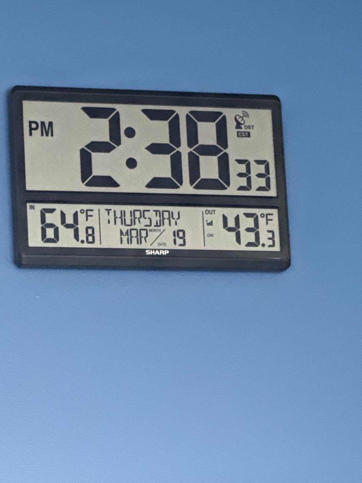 Sharp Atomic Clock with 4-Inch Display, Outdoor Sensor, Battery Powered | 4-inch numbers; Self-setting atomic time; Indoor/outdoor temperature; Wireless sensor; Battery powered; Easy setup customer photo 2