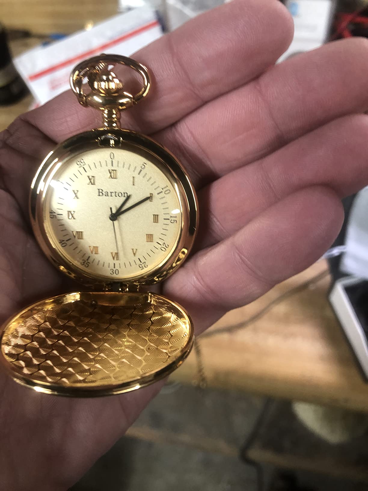 Personalized Gold Pocket Watch - Custom Engraved Keepsake for Men - Quartz Movement Timepiece - Groomsmen Wedding Gift - Ships from USA customer photo 1