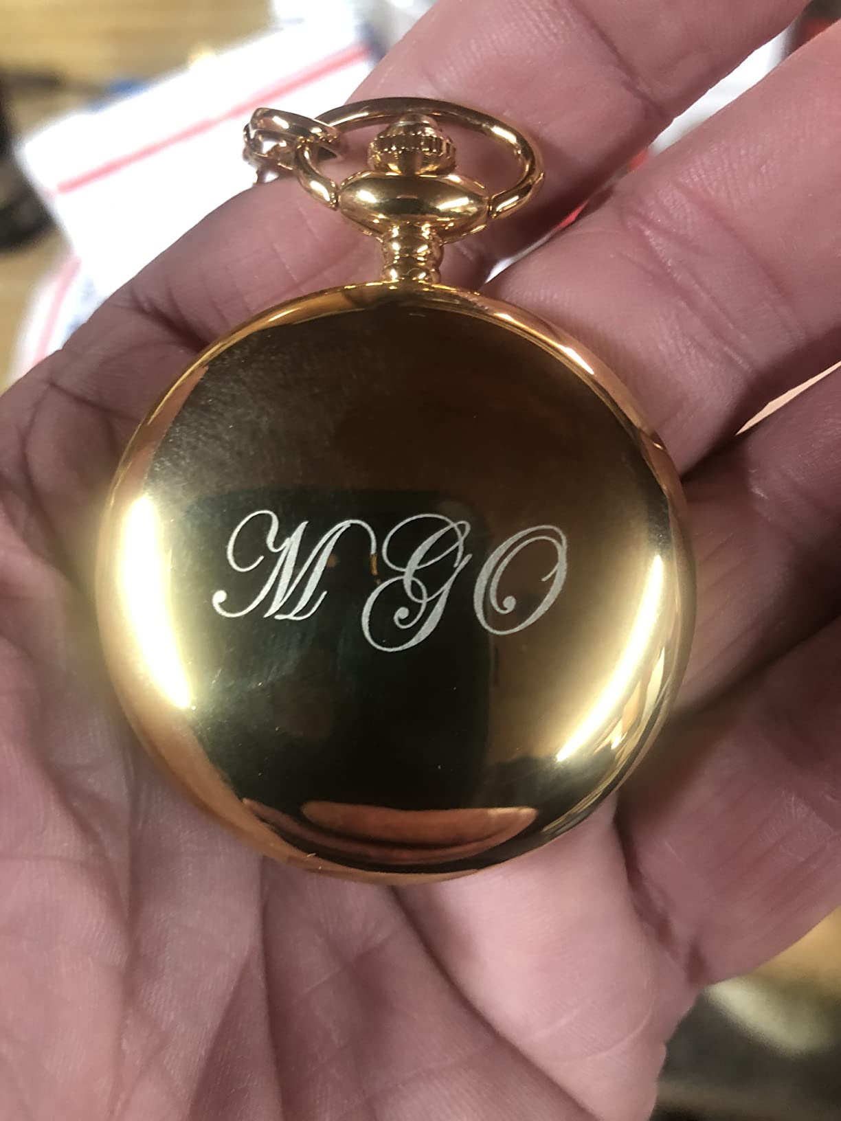 Personalized Gold Pocket Watch - Custom Engraved Keepsake for Men - Quartz Movement Timepiece - Groomsmen Wedding Gift - Ships from USA customer photo 2