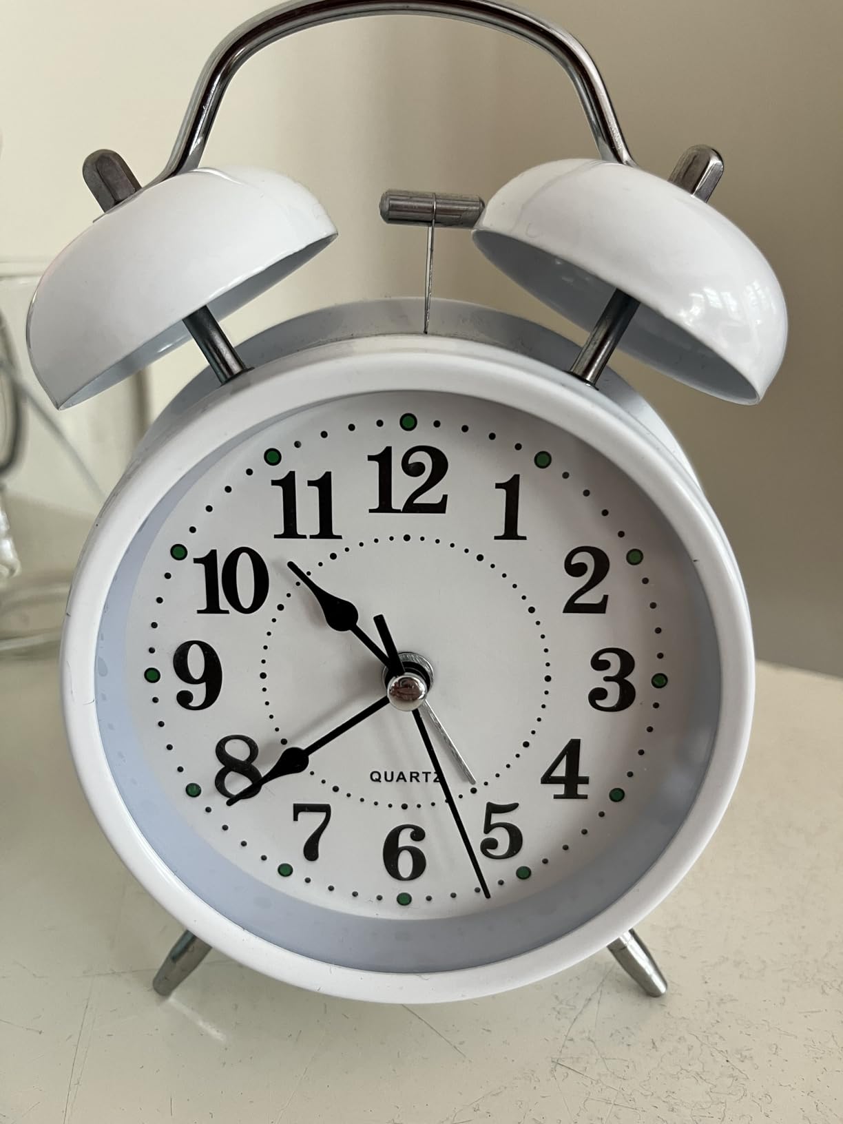 TXY Classical Twin Bell Alarm Clock for Bedroom with Stereoscopic Dial, Frosted Shell, Backlight, Extra Loud Mechanical Ringtone, Battery Operated Loud Alarm Clock for Home Office (Black) customer photo 1