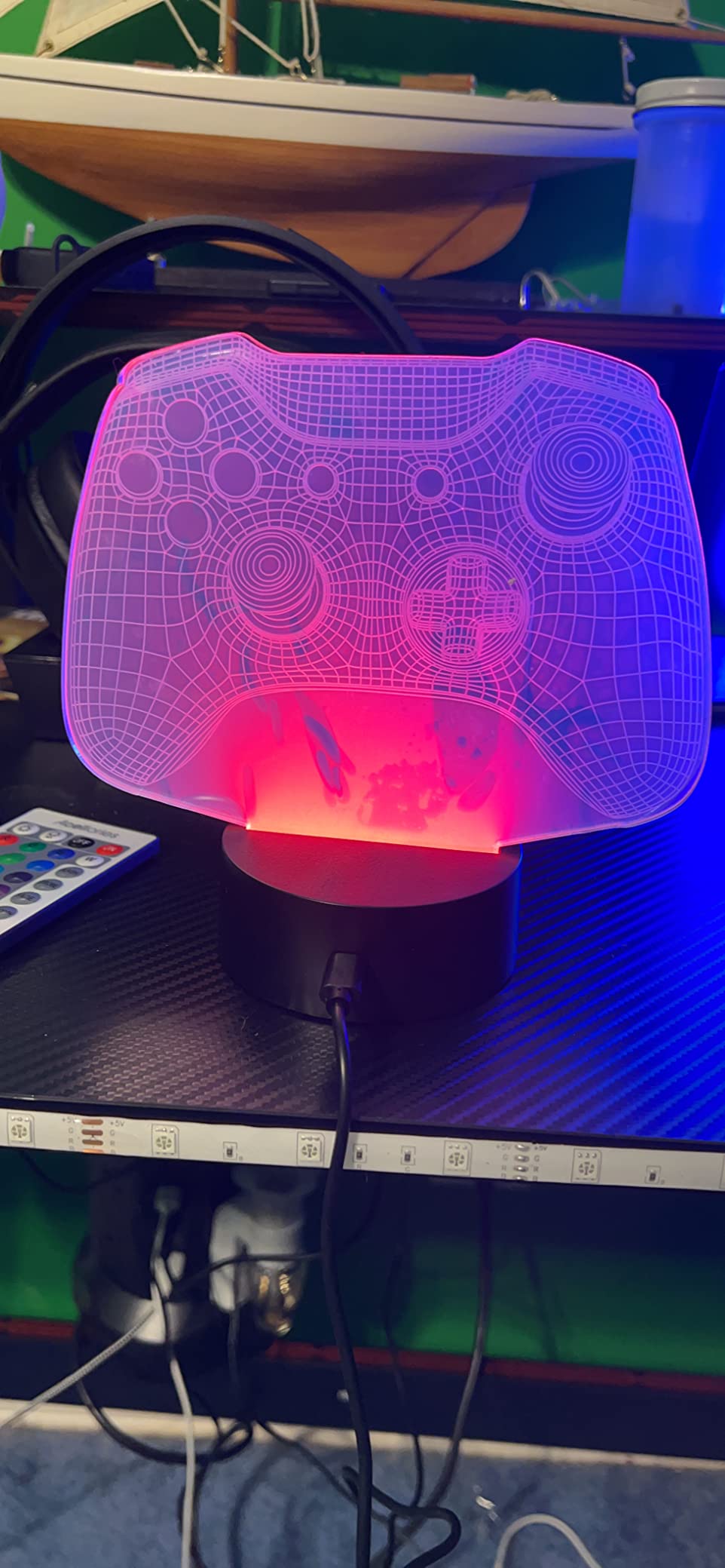 Attivolife Gamepad 3D Illusion Lamp, Controller Night Light with Remote Control + Timer 16 Color Changing Desk Lamp Kids Gamer Room Decor Plug in Best Cool Festival Birthday Gift for Boy Men customer photo 2