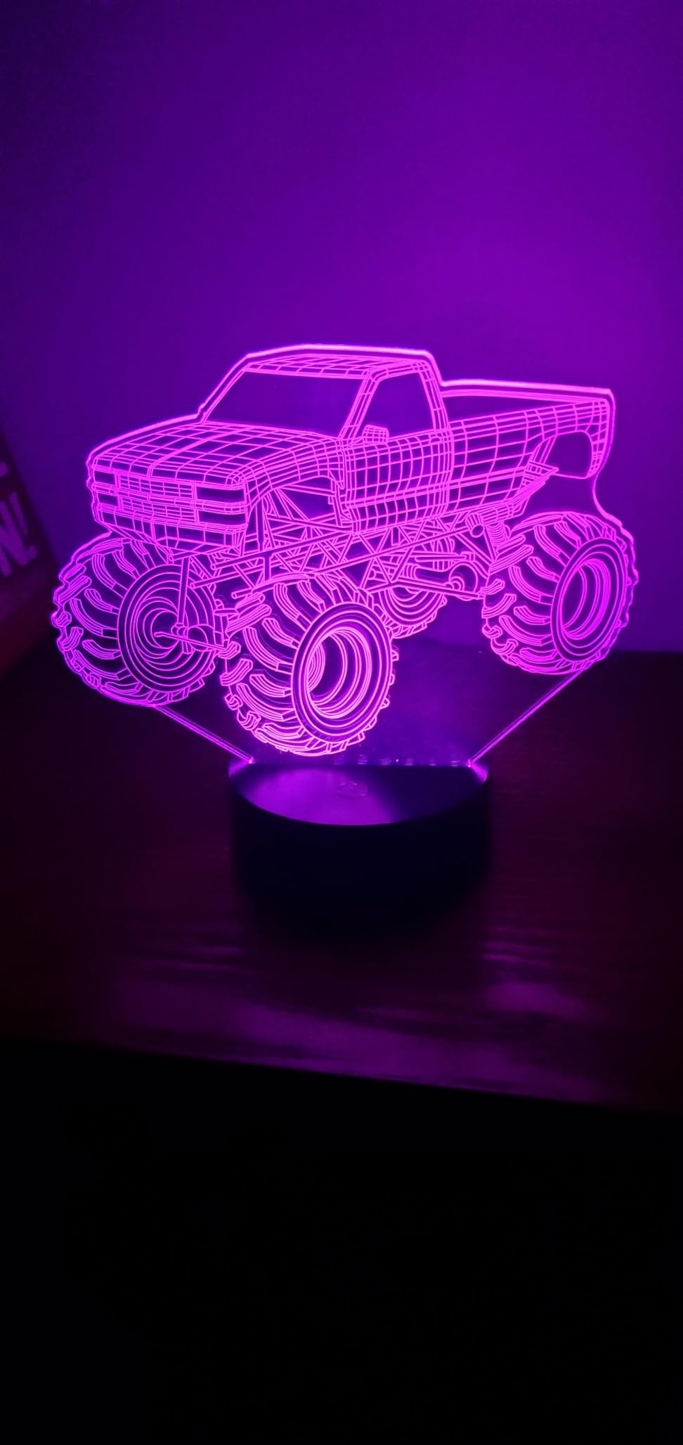 3D Night Lights for Children, Kids Night Lamp, Monster Trucks for Boys, 16 LED Colors Changing Lighting, Car Shape Acrylic Lighting Table Desk Bedroom Decoration, Ideas Birthday Xmas customer photo 1
