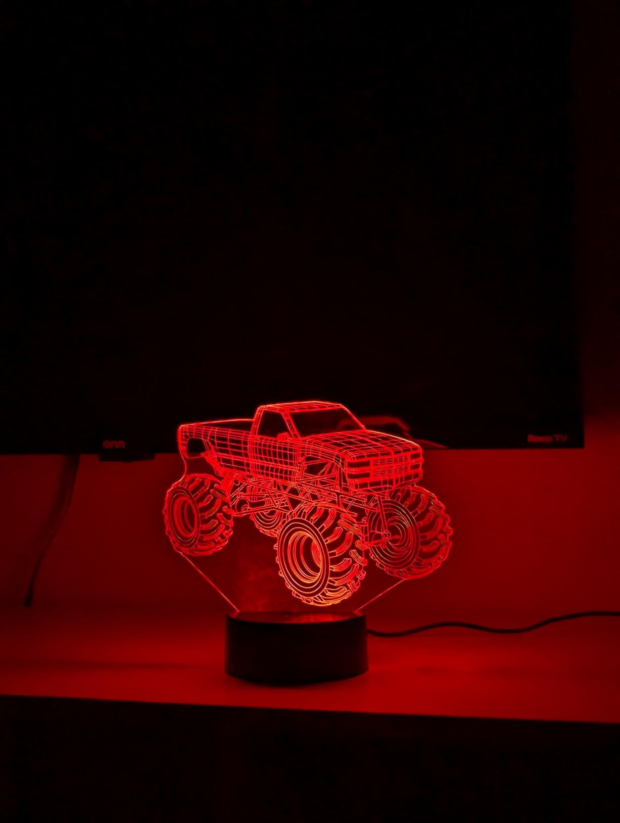 3D Night Lights for Children, Kids Night Lamp, Monster Trucks for Boys, 16 LED Colors Changing Lighting, Car Shape Acrylic Lighting Table Desk Bedroom Decoration, Ideas Birthday Xmas customer photo 2