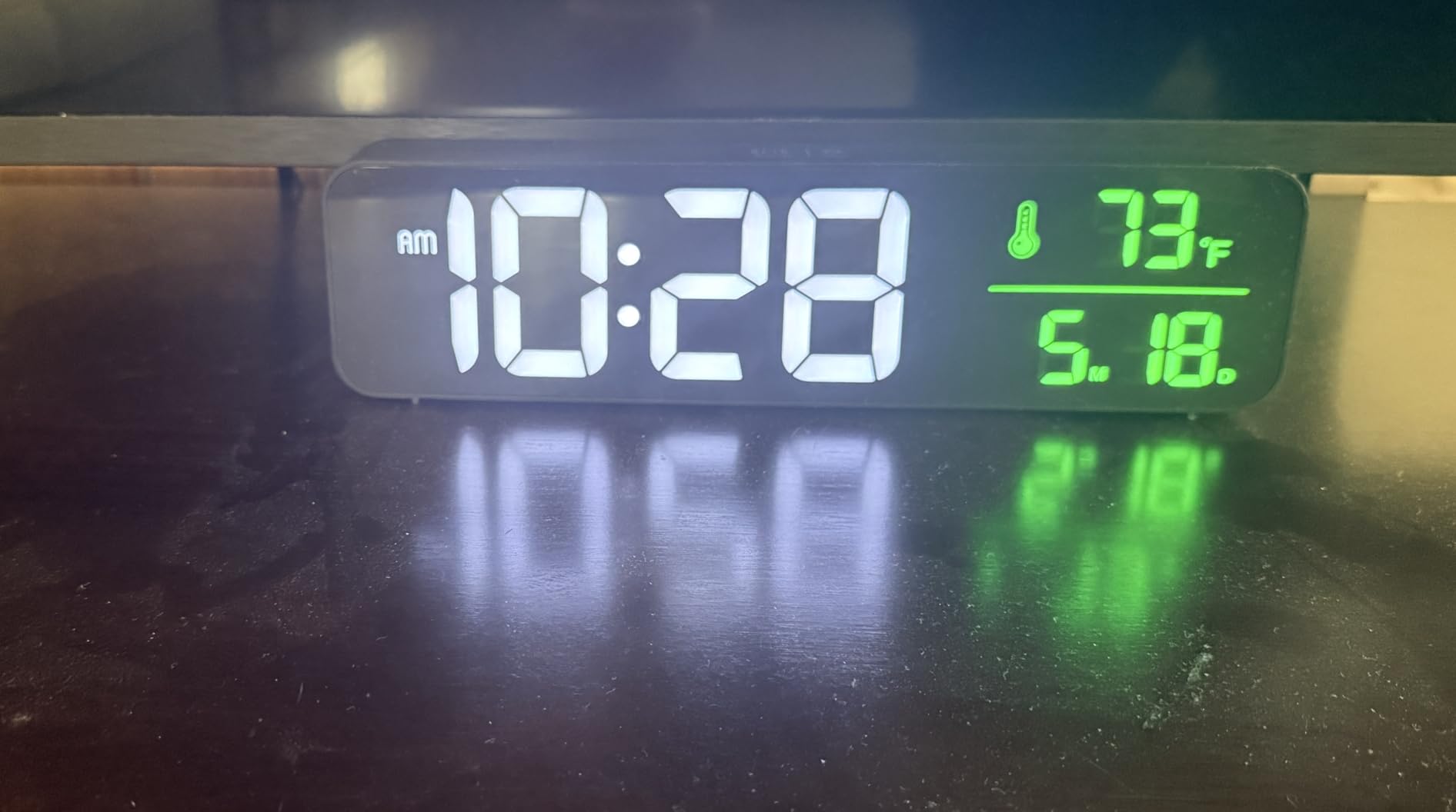 Digital Clock Large Display, Alarm Clock for Living Room Office Bedroom Decor, LED Corded Electric, Date Temp Display Wall Clock, Automatic Brightness Dimmer Smart Cool Modern Desk Accessories Black customer photo 1