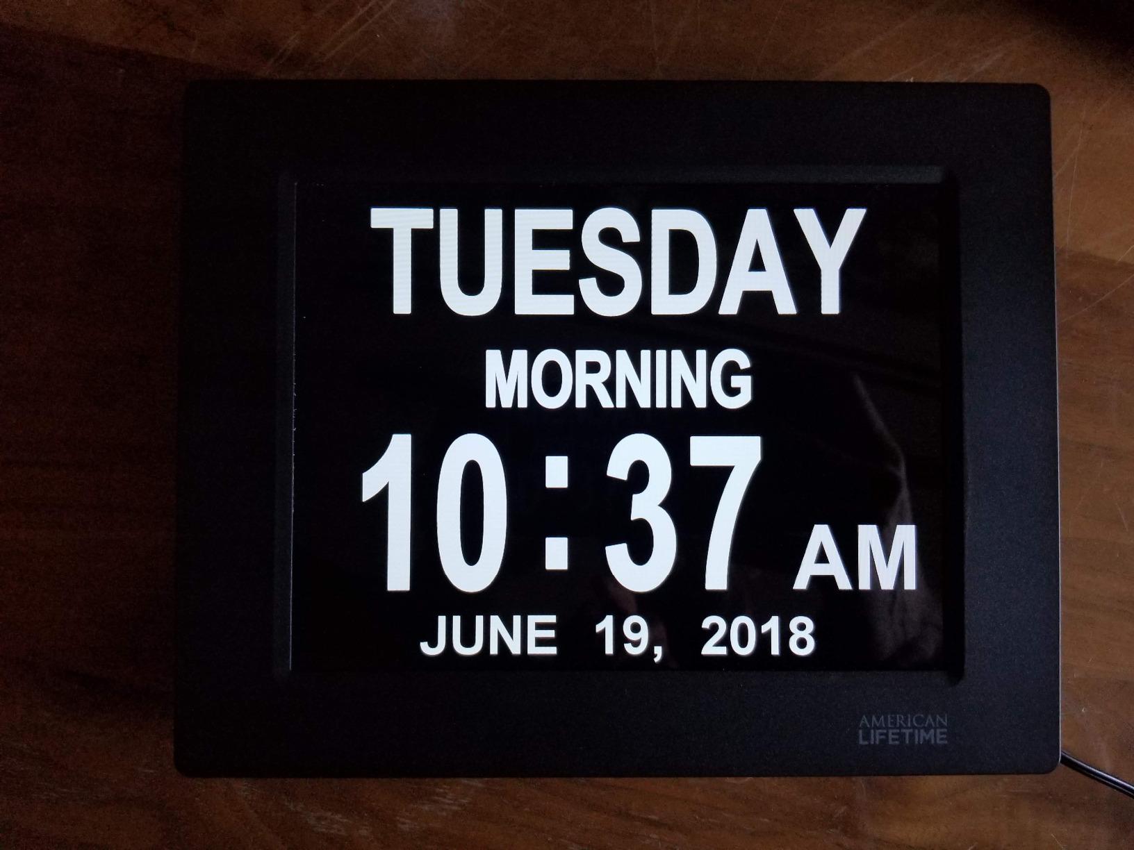 Dementia Digital Clock for Seniors, Large Display with Custom Alarms, Clock with Day & Date for Elderly, Large Number Digital Clock White customer photo 2