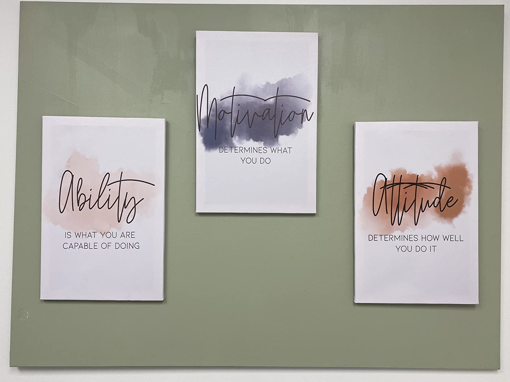 3 Piece Inspirational Canvas Wall Art, Quotes Motivational Mindset Print Pictures for Office Wall Decor, Triptych Entrepreneur Poster Framed Artwork Ready to Hang (36