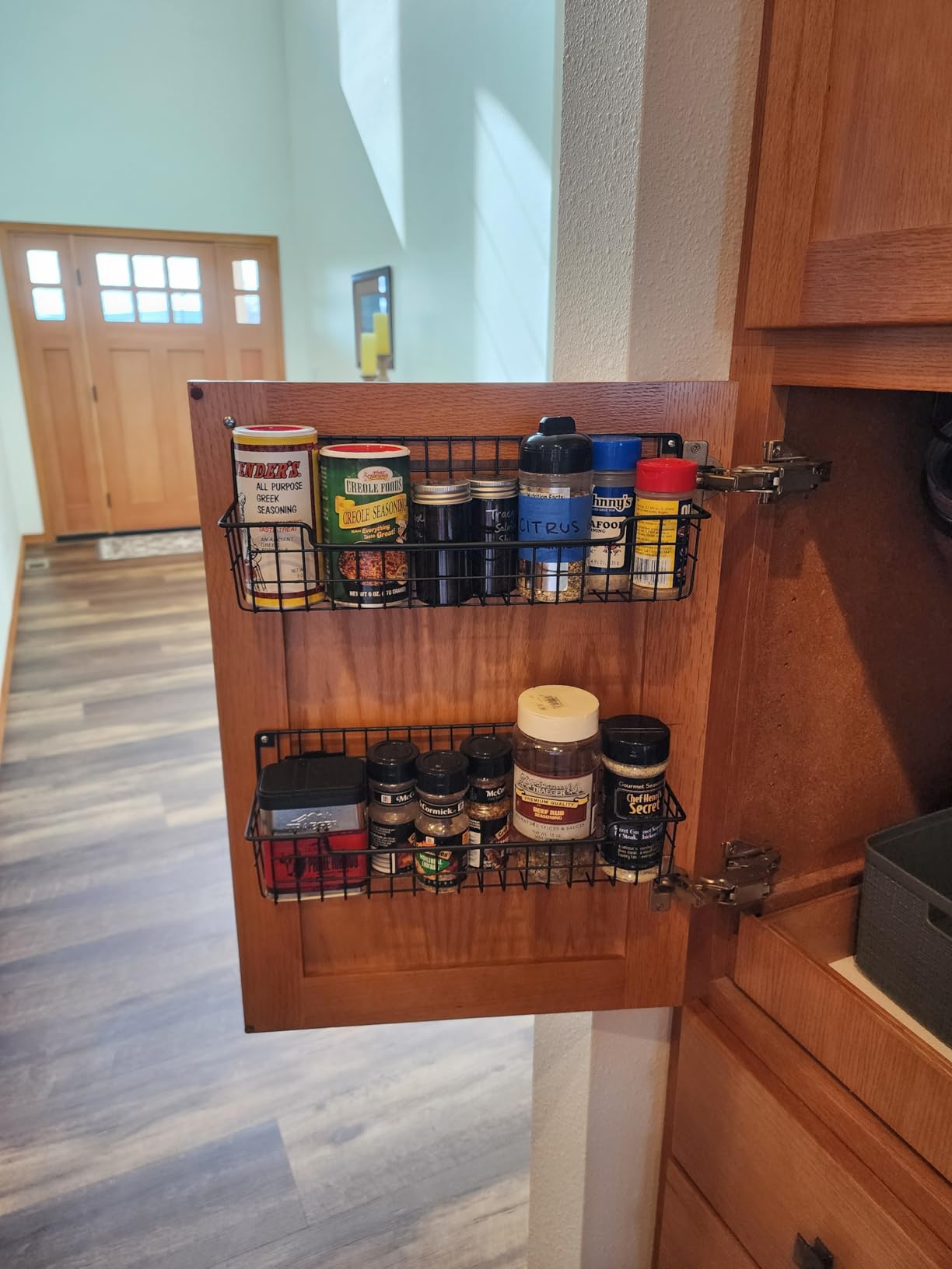 Spice Rack Wall Mount, Spice Organizer for Cabinet & Pantry Door, Set of 4 Hanging Spice Rack Saving Space for Kitchen, Black customer photo 1