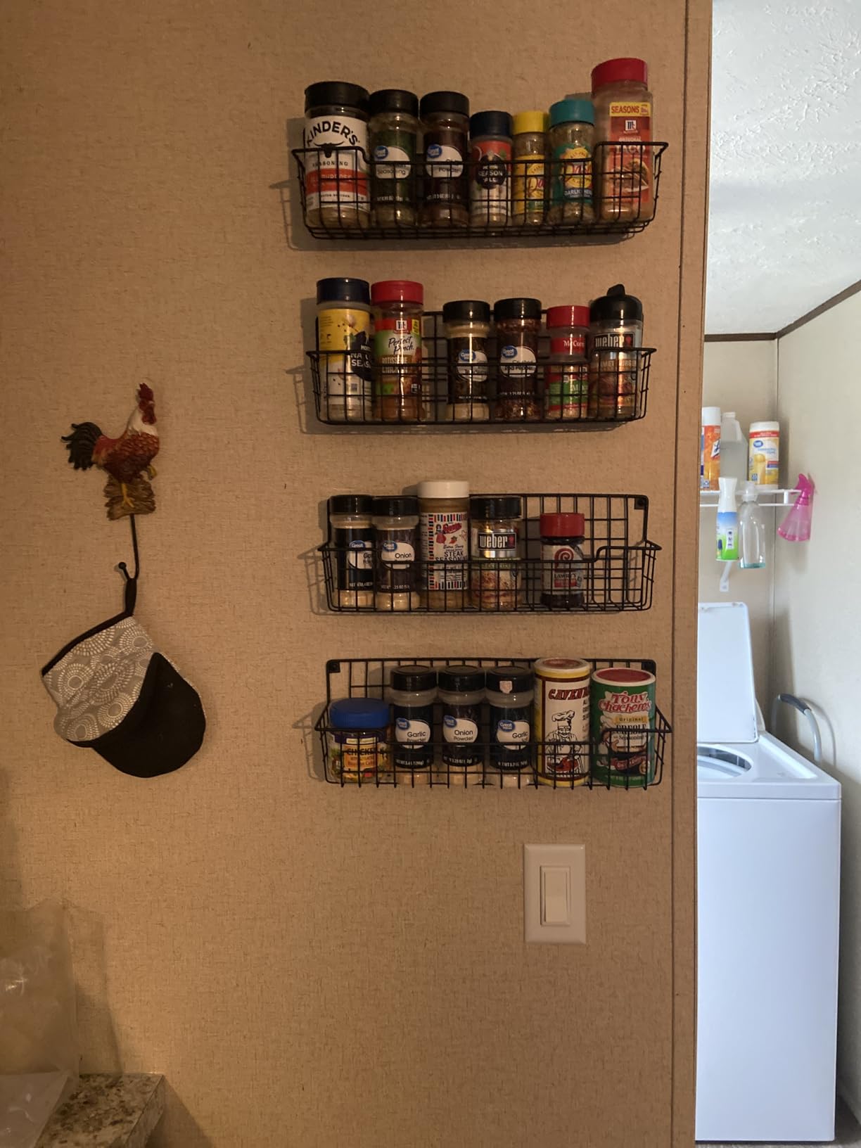 Spice Rack Wall Mount, Spice Organizer for Cabinet & Pantry Door, Set of 4 Hanging Spice Rack Saving Space for Kitchen, Black customer photo 2
