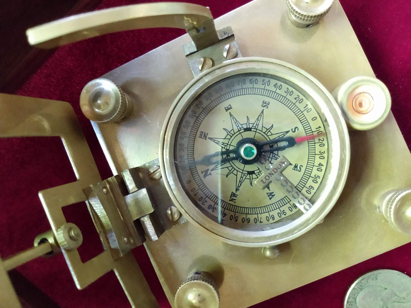 Brass Sundial Compass - Antique Sailing Anniversary Sundial Calibrated Compass Gift with Wooden Box and Chart, Unique Vintage Gift for Him or Her customer photo 2