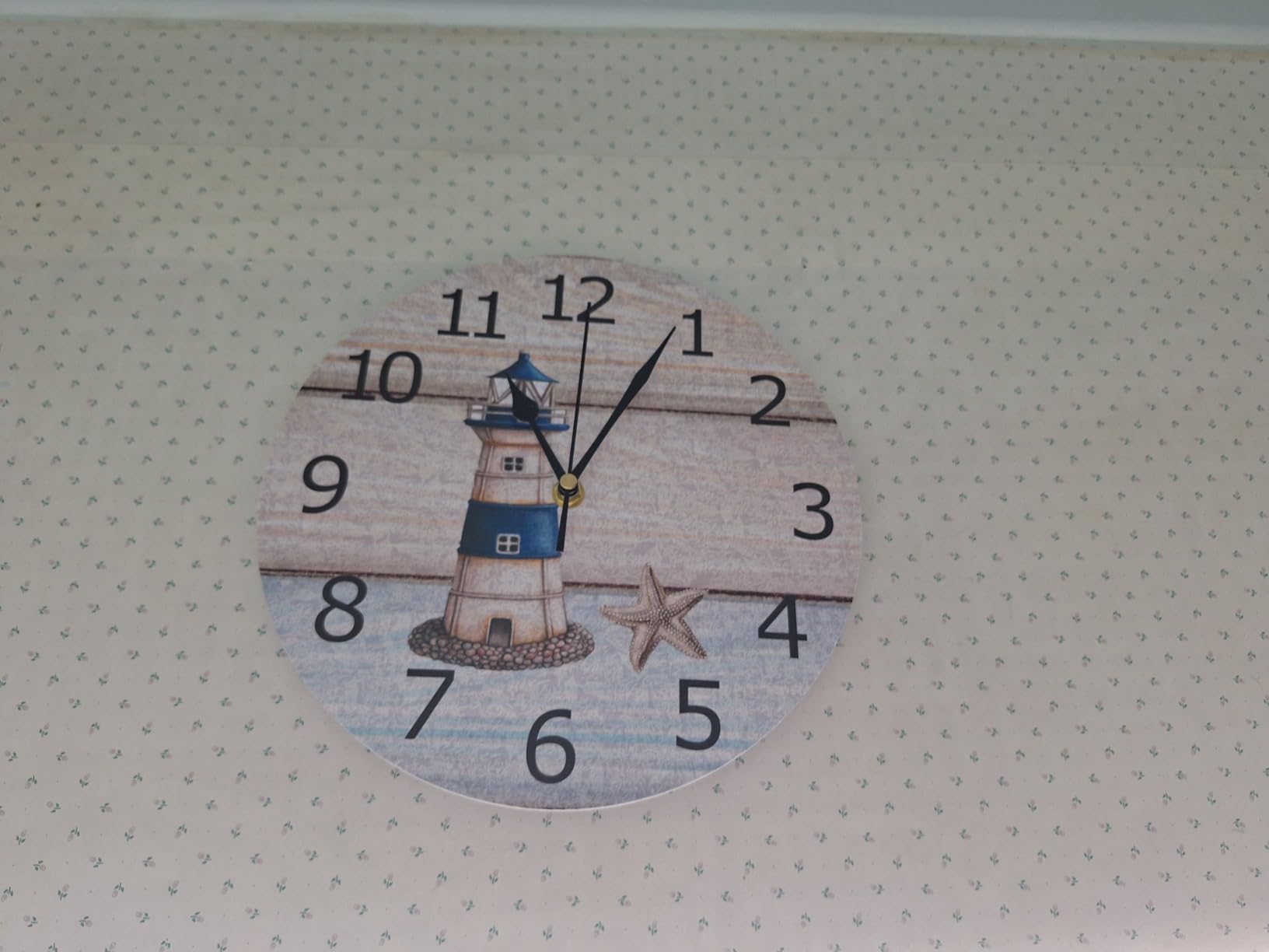 ALAZA Non-Ticking Silent Round Wall Clock, Vintage Lighthouse Wooden Nautical Banner Decorative Clock Home Art for Meeting Room RV Healing Center customer photo 1