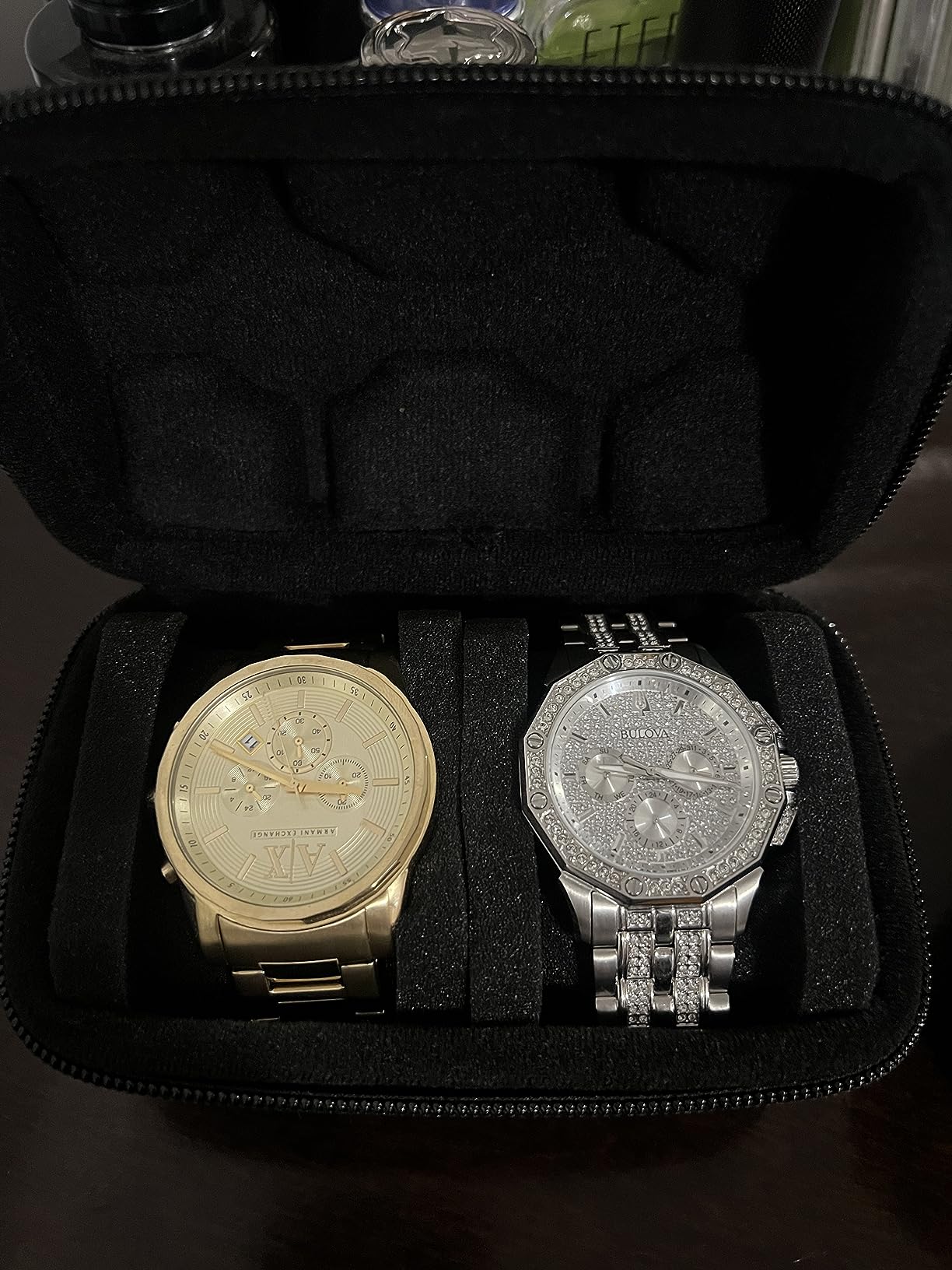 5 slots Watch travel case, hard watch storage organizer box with soft foam insert, watch holder, fit up to 55mm face watch customer photo 2