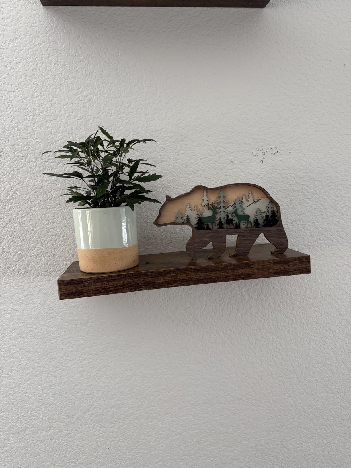 Honoson Forest Animal Rustic Wall Art Decor Wooden Farmhouse Wall Decoration Wooden Animal Decor Wood Forest and Mountain Ornaments for Cabin Bedroom Living Room Decor (Brown, Bear Style) customer photo 1
