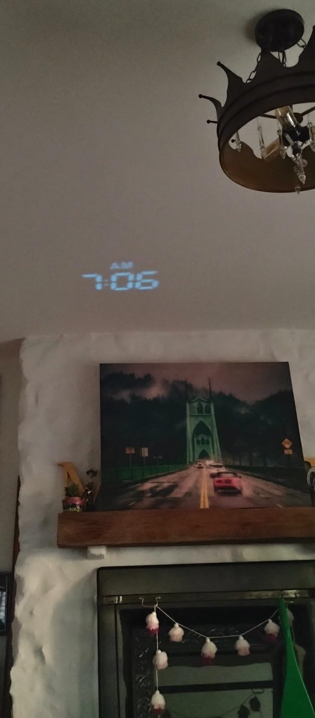 Projection Alarm Clock for Bedroom Ceiling, 180° Projector, Dual Alarm | Large 7
