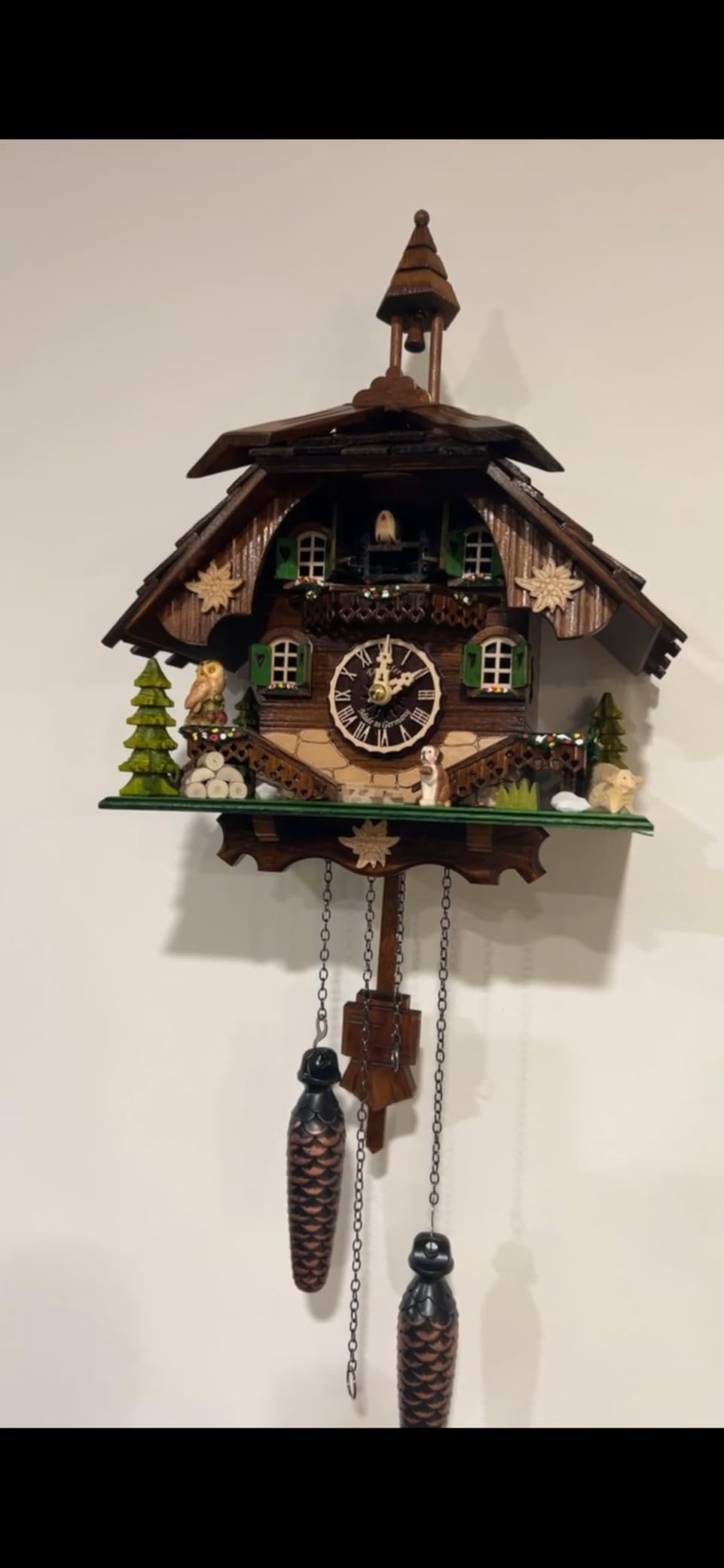 Cuckoo-Palace Saint Bernard Chalet Cuckoo Clock - 32 cm Quartz Clock, Traditional Black Forest House Design, Brown customer photo 1