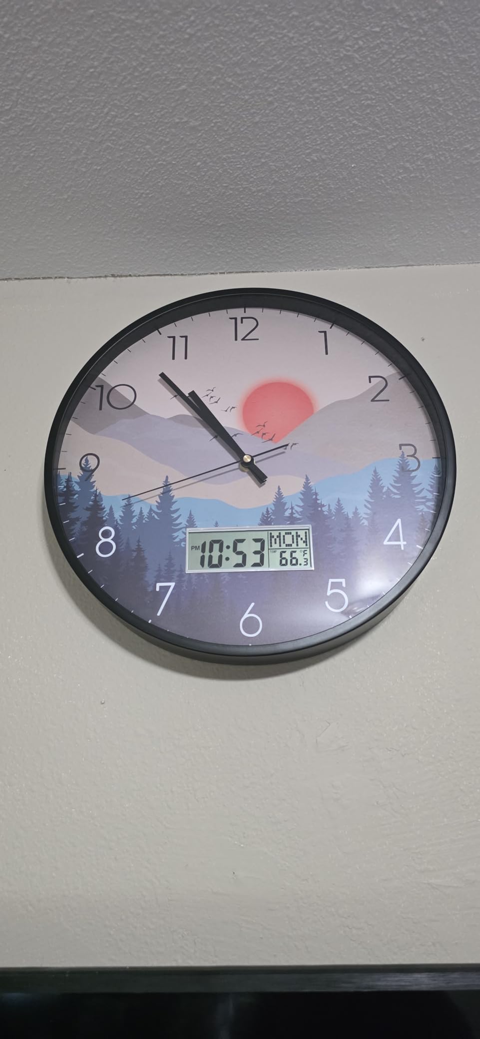 12'' Coastal Beach Wall Clock, Analog Clock with Digital Display | Silent Non-Ticking, Battery Operated, Shows Date Day & Temperature, Decorative for Living Room, Bedroom, Kitchen, Office customer photo 1