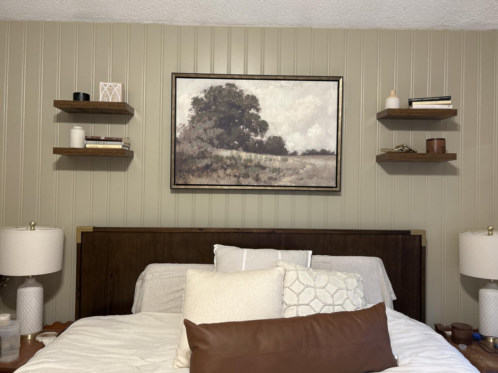 QEEIG Floating Shelves for Wall Bathroom Shelf Bedroom Kitchen Living Room Hanging Book Shelves Small Farmhouse Decor 16 inch Set of 3, Rustic Brown (015-BN3) customer photo 1