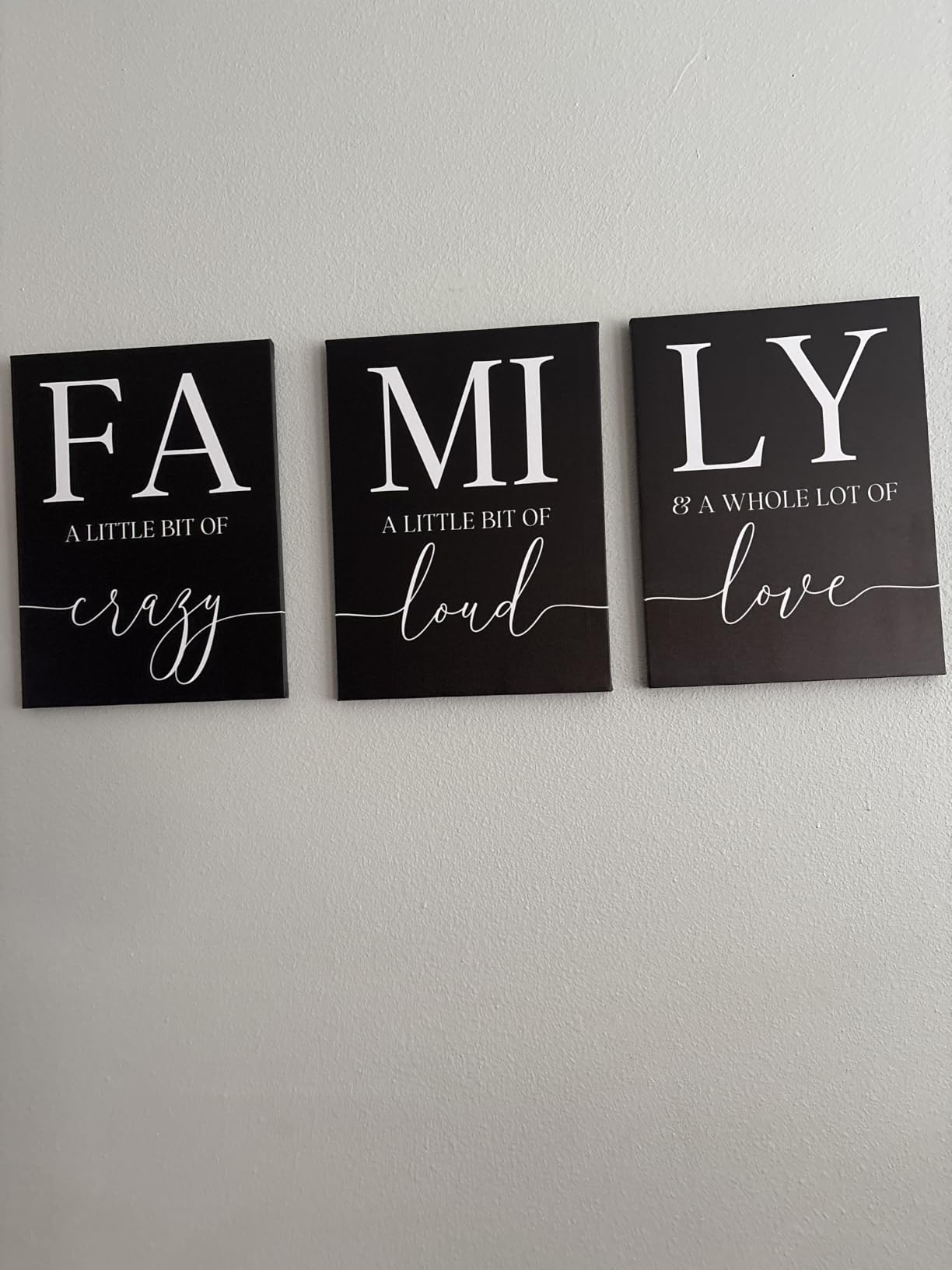 GUBIYU Home Family Wall Decor, Wall Art for Living Room Set of 3 Inspirational Canvas Prints Black and White Framed Canvas Art Paintings Wood Wall Decoration for Dining Room Bedroom Home Decor 16