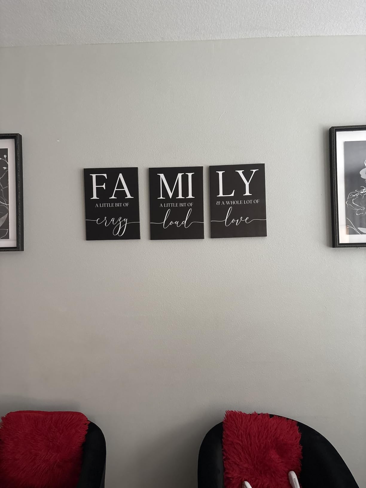 GUBIYU Home Family Wall Decor, Wall Art for Living Room Set of 3 Inspirational Canvas Prints Black and White Framed Canvas Art Paintings Wood Wall Decoration for Dining Room Bedroom Home Decor 16