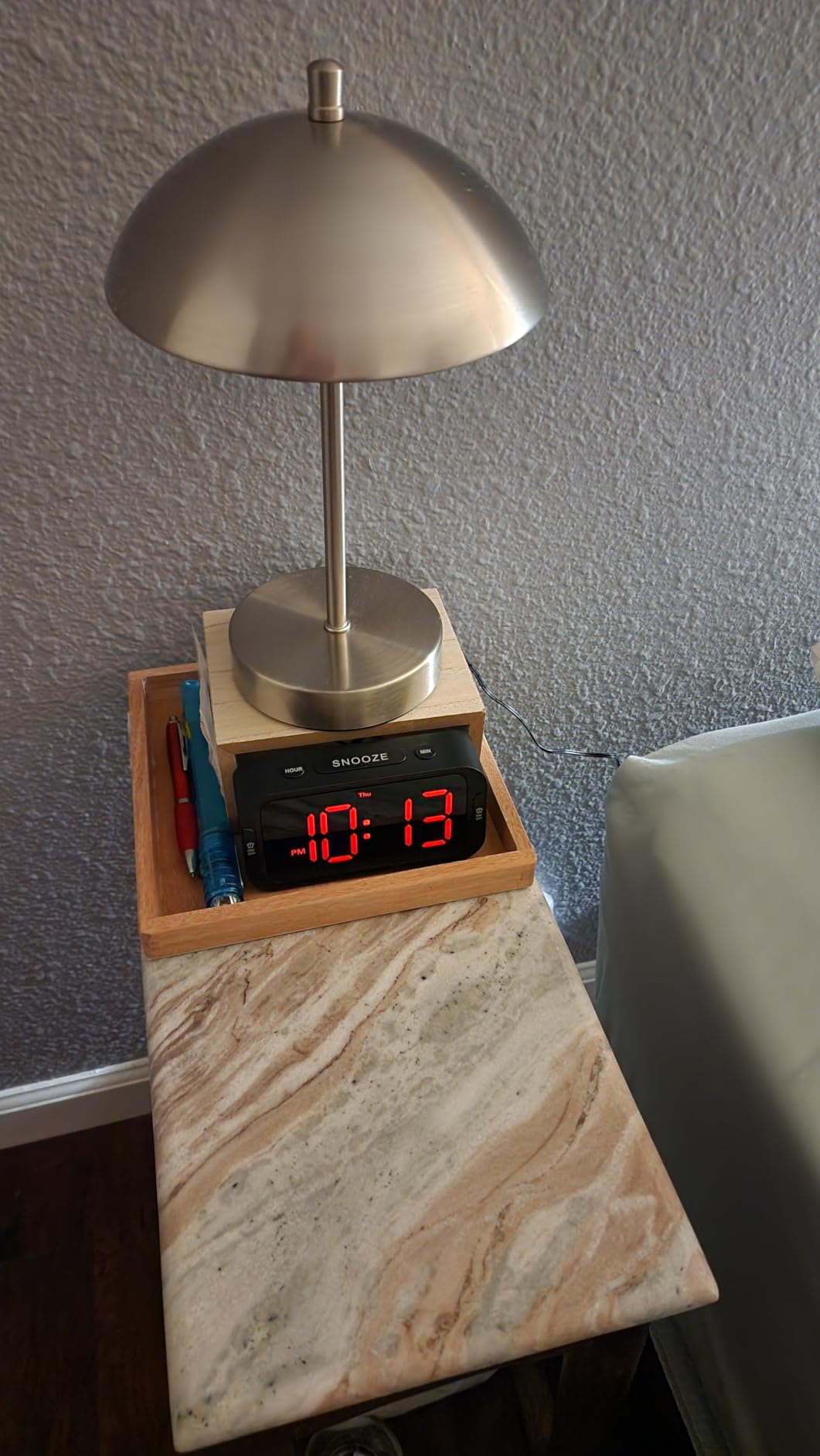 Odokee Digital Dual Alarm Clock for Bedroom, Easy to Set, 0-100% Dimmer, USB Charger, 5 Sounds Adjustable Volume, Weekday/Weekend Mode, Snooze, 12/24Hr, Battery Backup, Compact for Bedside(Blue) customer photo 1