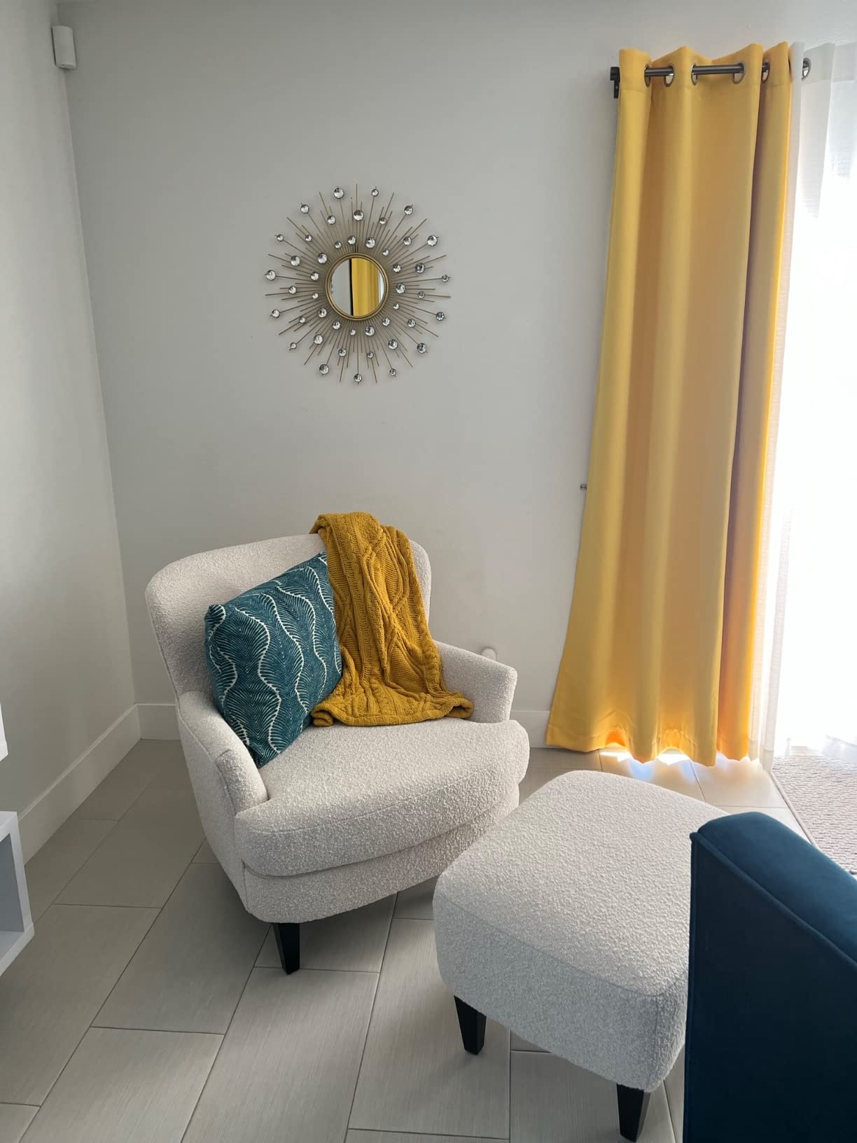 Gold Sunburst Mirror for Wall Decor Metal Sun Wall Mirror Decorative with Crystal Diamond 24 Inch Mid Century Modern Starburst customer photo 2