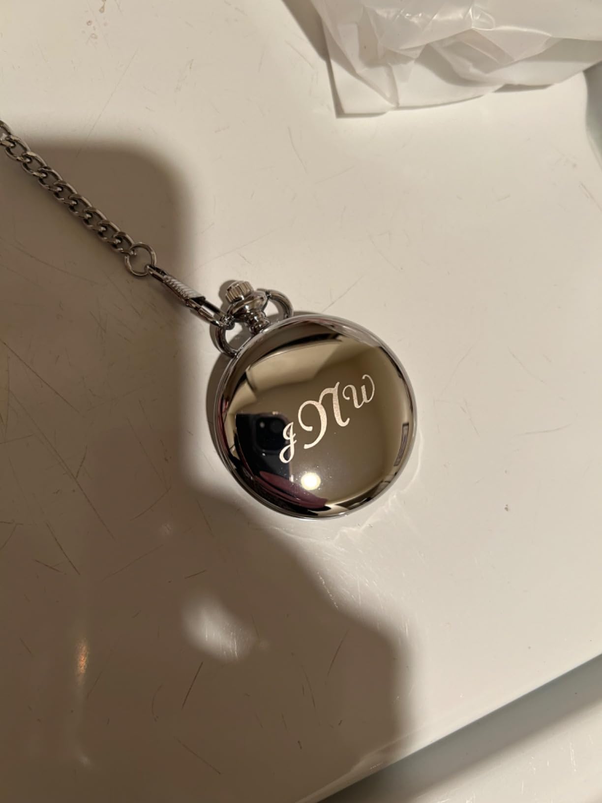 Personalized Antique Mechanical Movement Silver Pocket Watch Custom Engraved Free with Gift Box - Ships from USA (PW51) customer photo 1