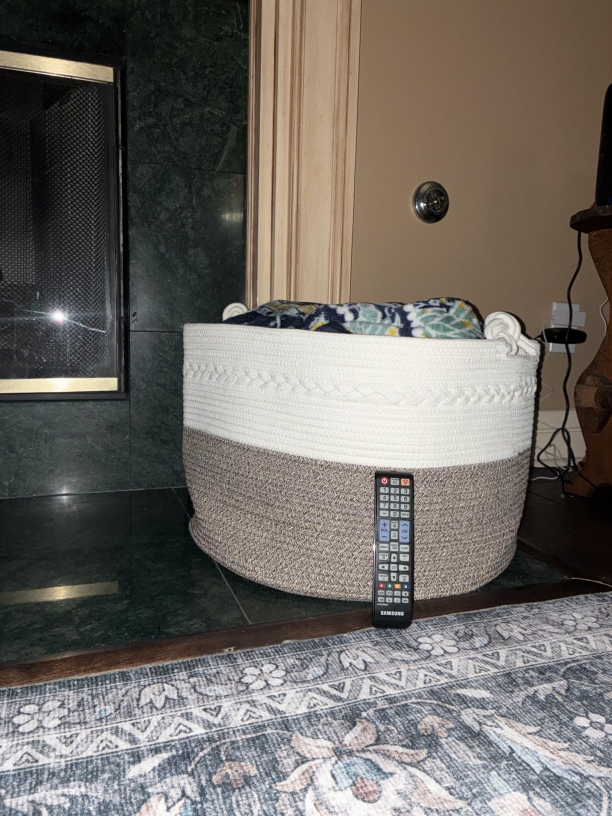 KAKAMAY Large Blanket Basket with Handles, Storage Basket for Living Room customer photo 1