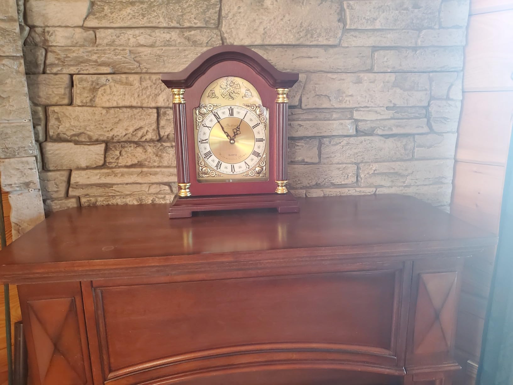 Bedford Clock Collection Redwood Mantel Clock with Chimes customer photo 1