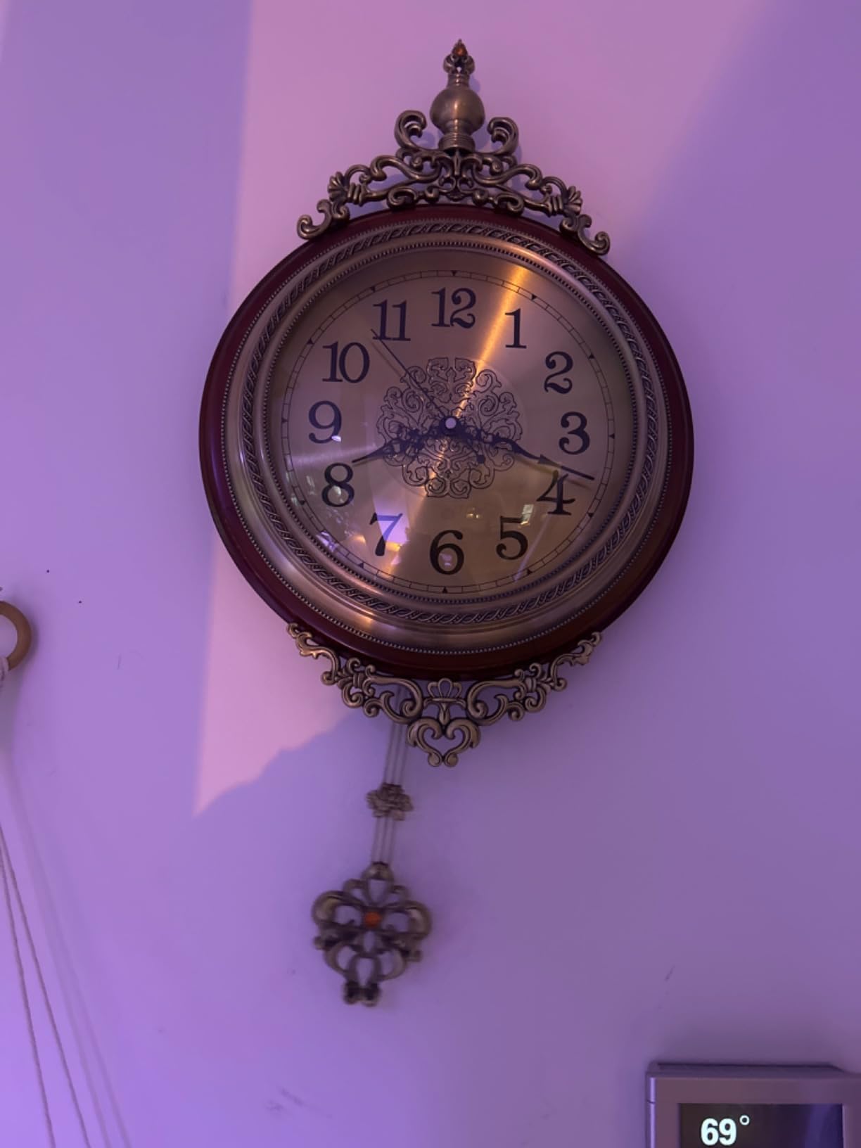 Pendulum Wall Clock, Battery Operated Quartz Movement, Silent Non Ticking, Large Antique Metal Wooden Clock, for Home Decor Living Room Office customer photo 1