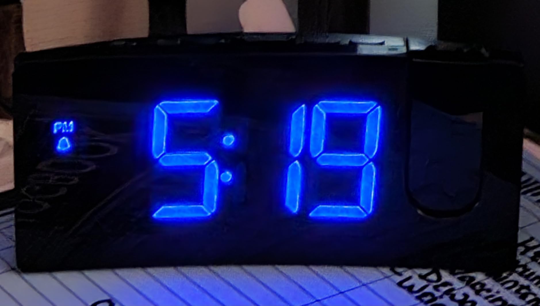 Projection Alarm Clock, Digital Clock with Modern Curved Design | 180° Rotatable Projector, 3-Level Brightness, Blue LED Display, Progressive Volume, 9mins Snooze, 12/24H, for Bedroom customer photo 2