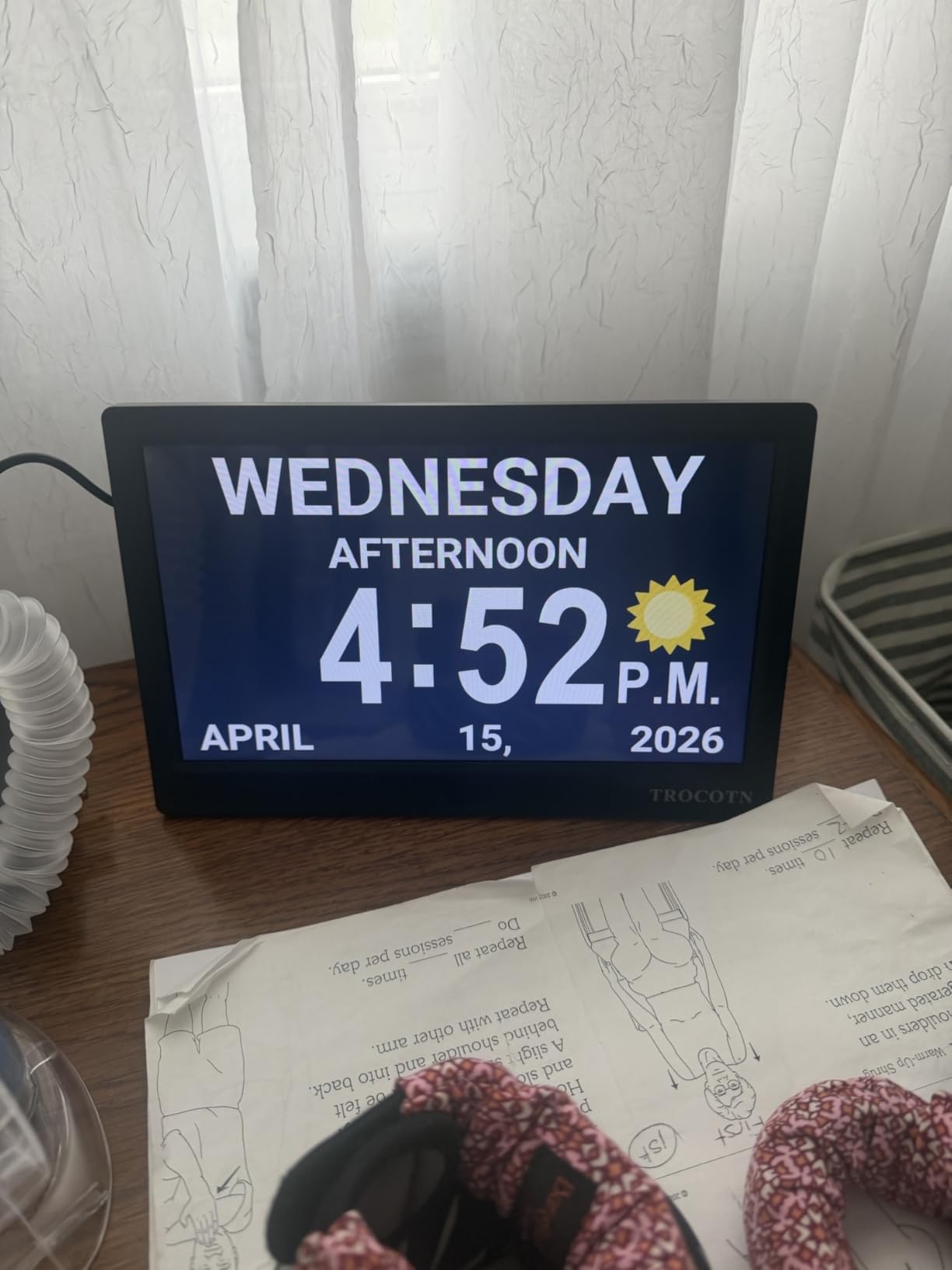 TROCOTN Dementia Clocks, Large Display Calendar Alarm Clock with Auto DST for Seniors, 5 Display Modes Large Font Digital Clock with Custom Alarms Day Date Clocks (10 Inch Black) customer photo 2