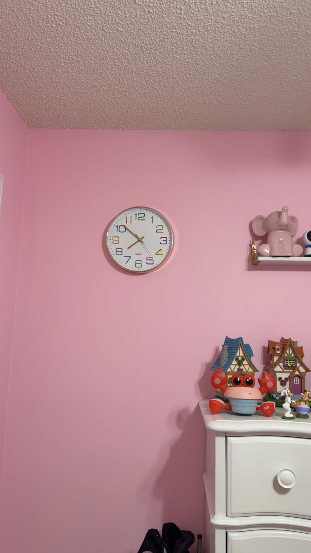 Lafocuse 12 inch Modern Analog Colorful Wall Clock for Girls Bedroom | Easy to Read 3D Rainbow Numbers, Silent Non Ticking, Pink Rose Gold Clock Battery Operated, for Girls Room Living Room Decor customer photo 1