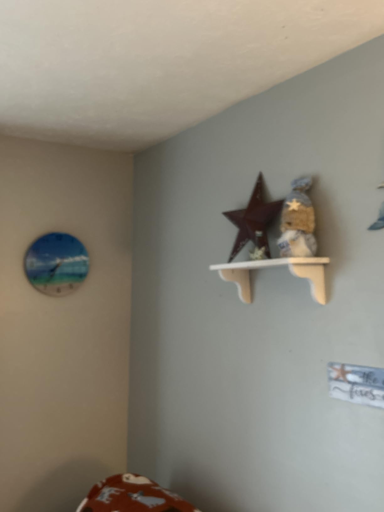 TAHEAT Beach Seashell Starfish Wall Clock, Coastal Nautical Bathroom Decor and Accessories, Silent Decorative Battery Operated Clocks for Living Room Kitchen Bedroom, 12 Inch customer photo 1