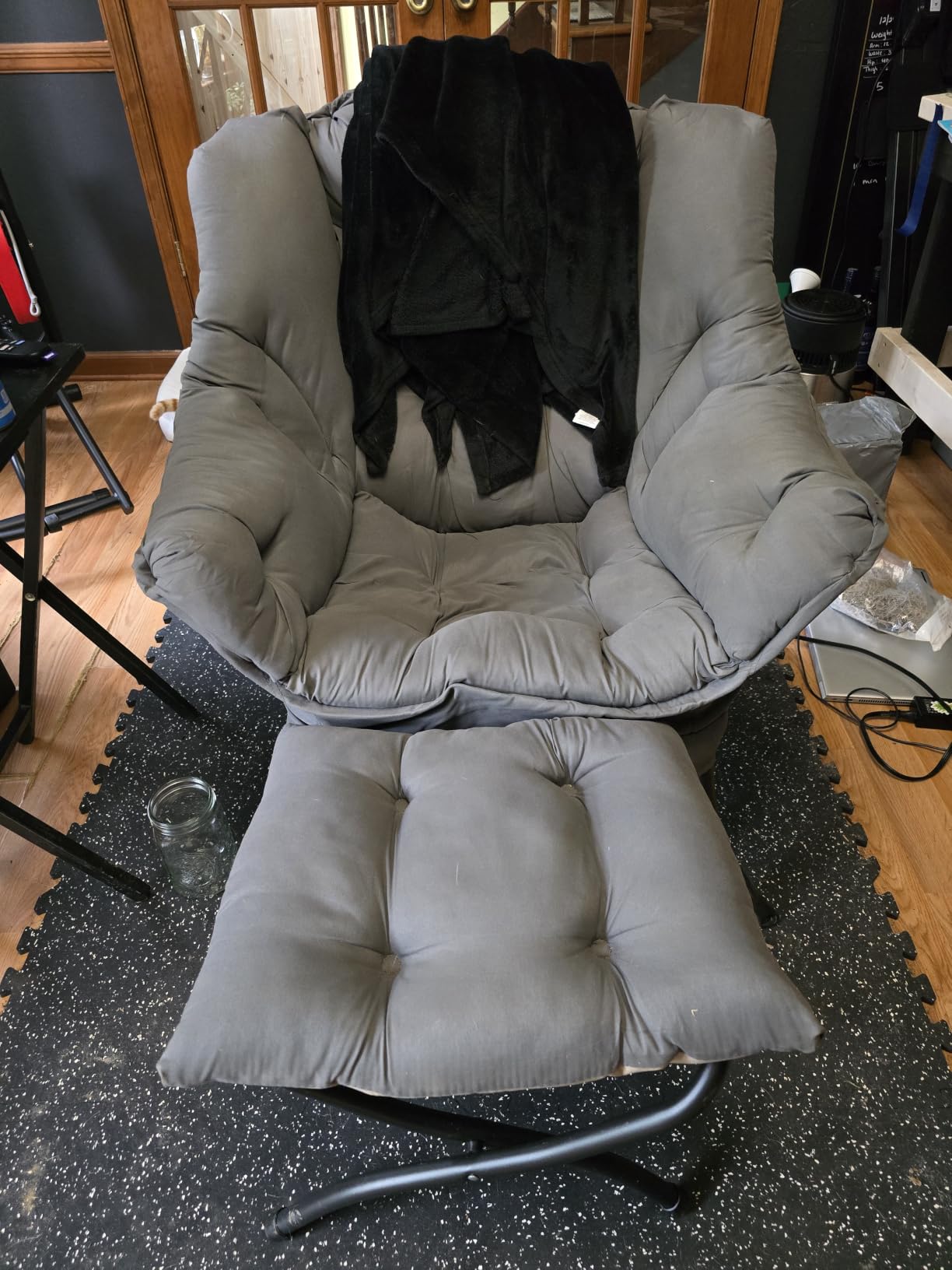 Tiita Lazy Chair with Ottoman, Comfy Reading Accent Chair, Dark Grey customer photo 2