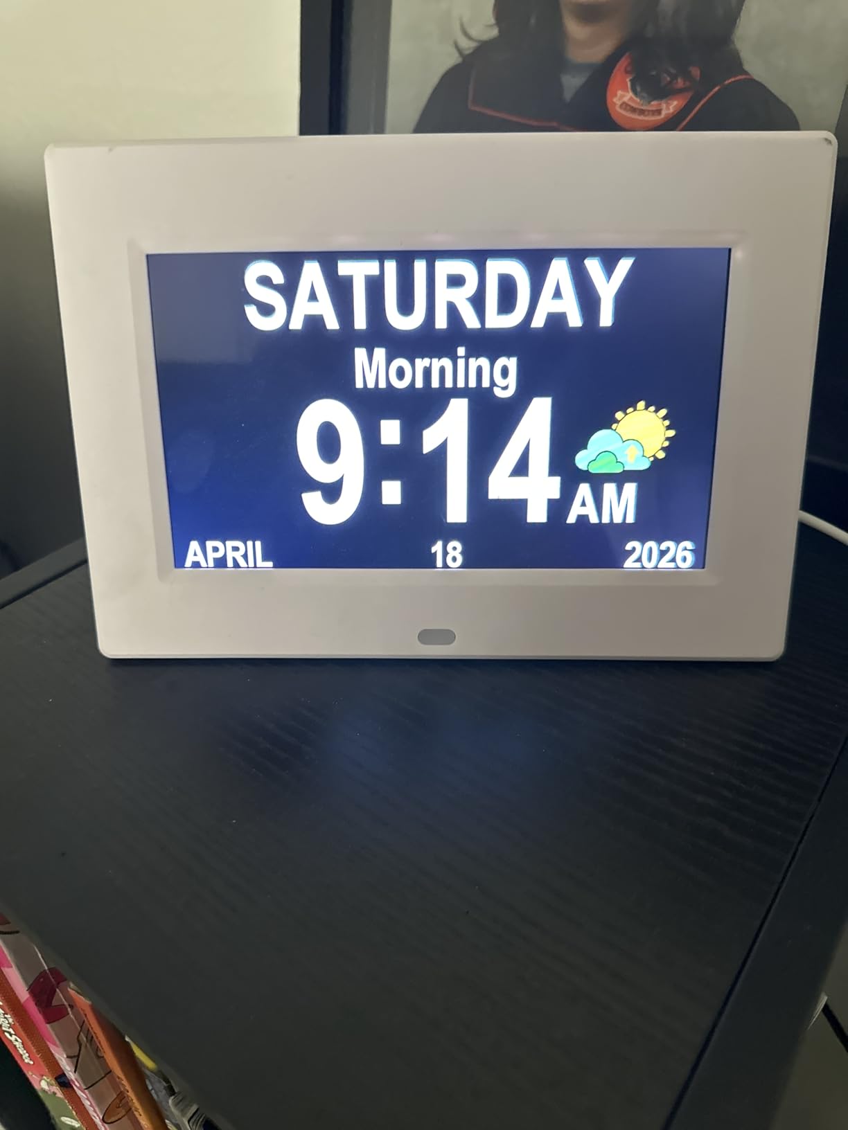 AINFTIME DST Clock with Day and Date for Elderly - 3 Display Digital Calendar Alarm Day Dementia Alzheimers Clock with Extra Large Display (7in White) customer photo 1