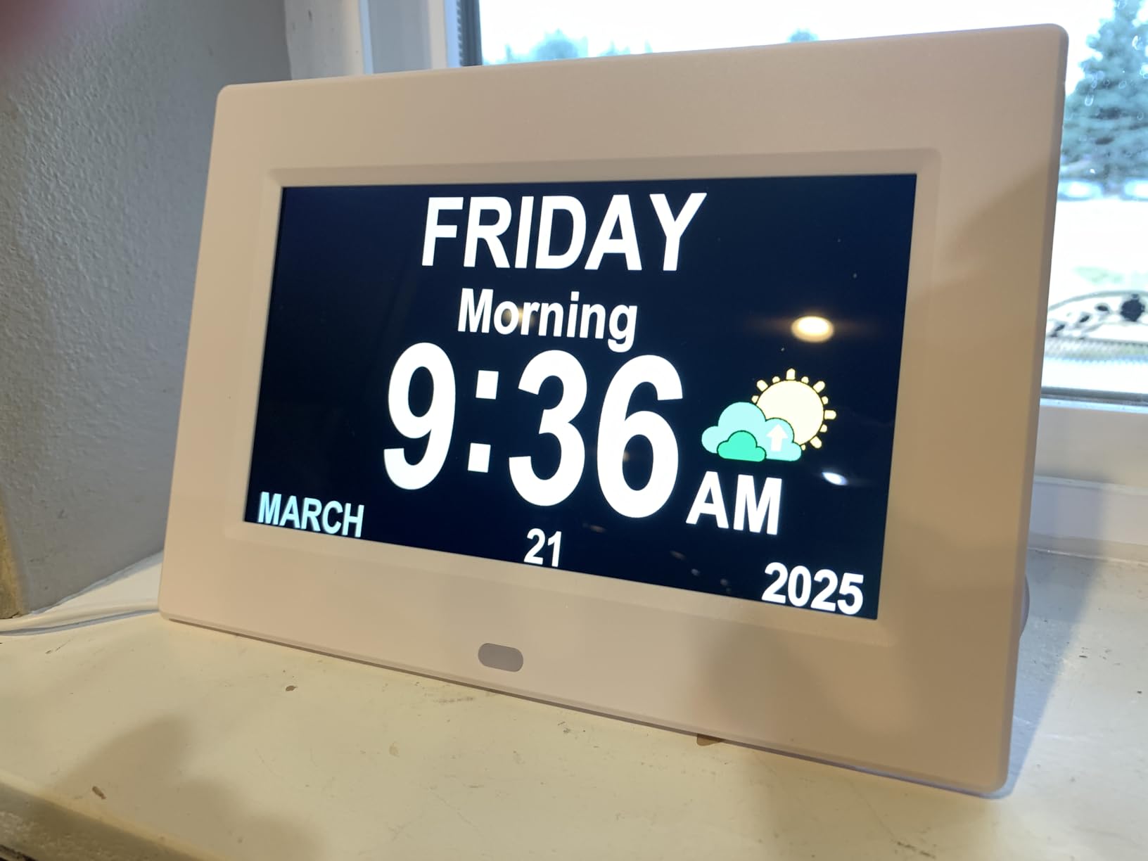 AINFTIME DST Clock with Day and Date for Elderly - 3 Display Digital Calendar Alarm Day Dementia Alzheimers Clock with Extra Large Display (7in White) customer photo 2