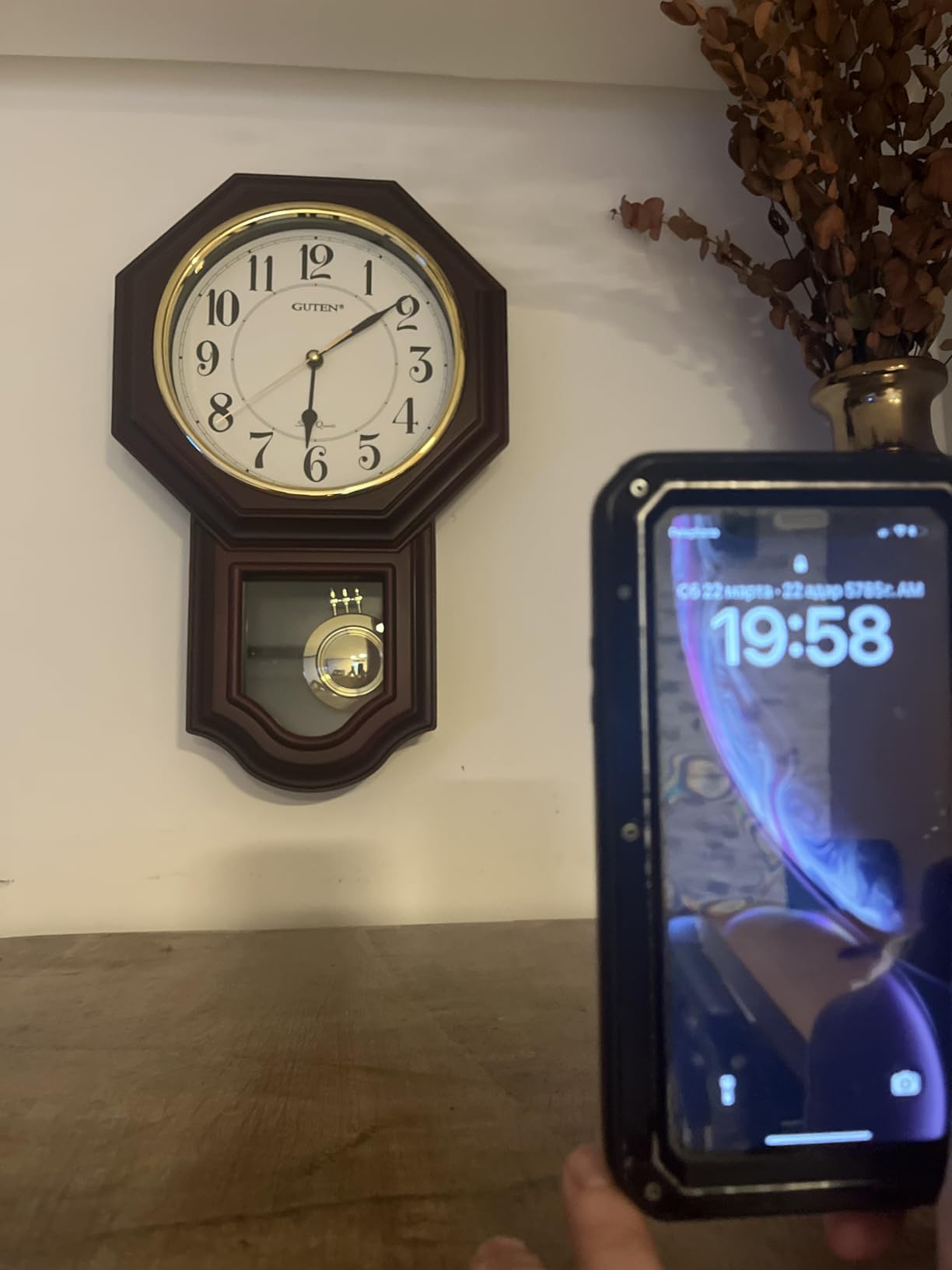 Chiming Wall Clock with Pendulum - Wall Clock with Westminster Chimes and Strike Clock, Battery Operated, Faux Wood Pendulum Clock for Living Room, Office, Home Decor and Gift customer photo 2