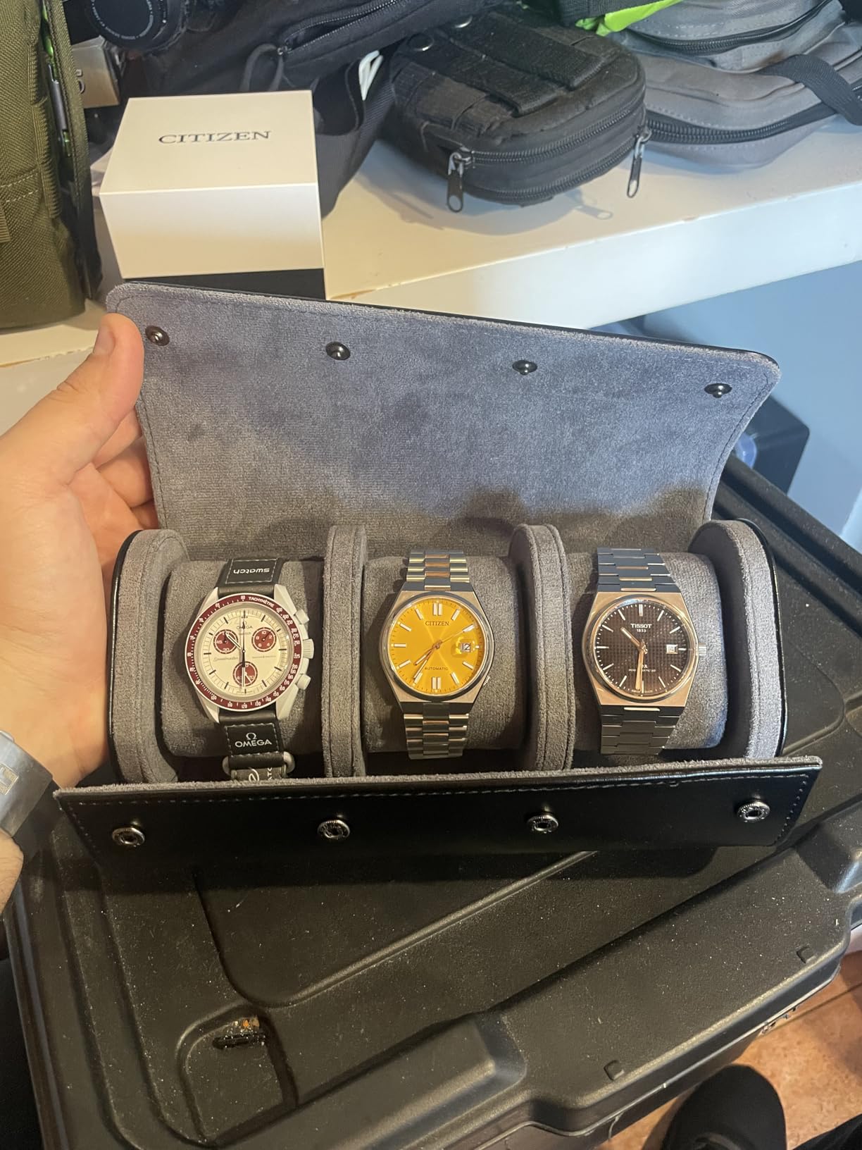 Watch Roll Travel Leather Case - Brown Single Watch Gift Box with Pillow for Men, Storage Organizer & Solid Dividers for Home Storage, Anniversary Birthday customer photo 1