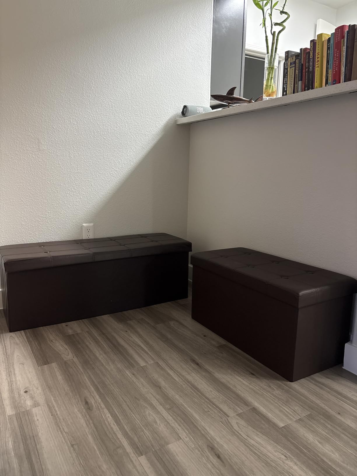 SONGMICS Storage Ottoman Bench, 43.3 Inches Folding Foot Rest Stool customer photo 1