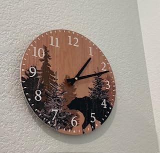 SwallowLiving Cabin Bear Wall Clock 12 Inch Silent Non Ticking Clock Wooden Forest Wildlife Mountain Lodge Clock Battery Operated Rustic Farmhouse Wall Clock customer photo 2