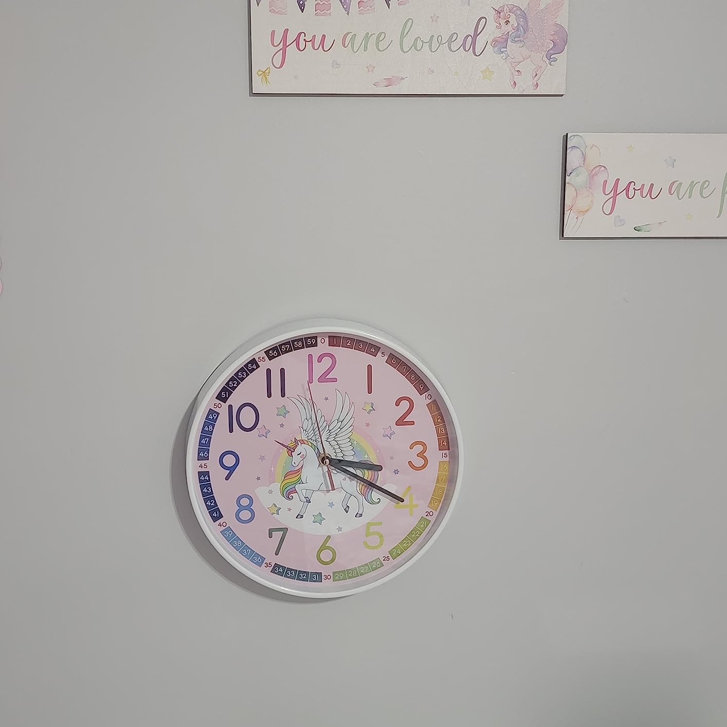 Lafocuse Modern Silent 12 Inch Colorful Unicorn Wall Clock for Kids Bedrooms, Classroom, Playroom Decor customer photo 2